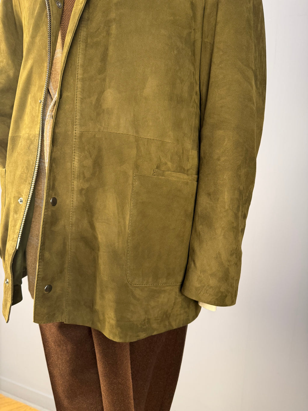 Field Jacket in Camoscio-Verde Muschio