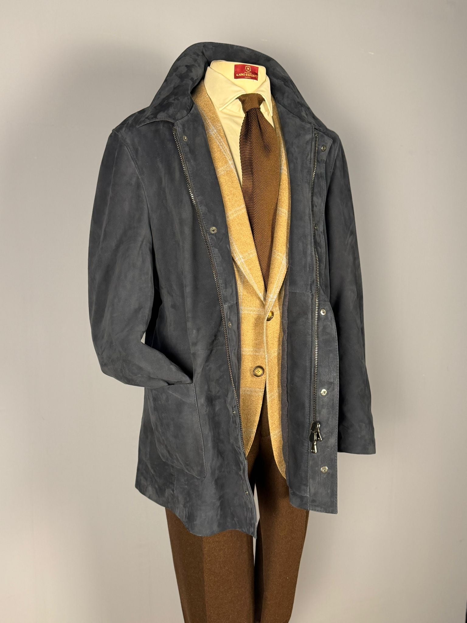 Field Jacket in Camoscio-Blu