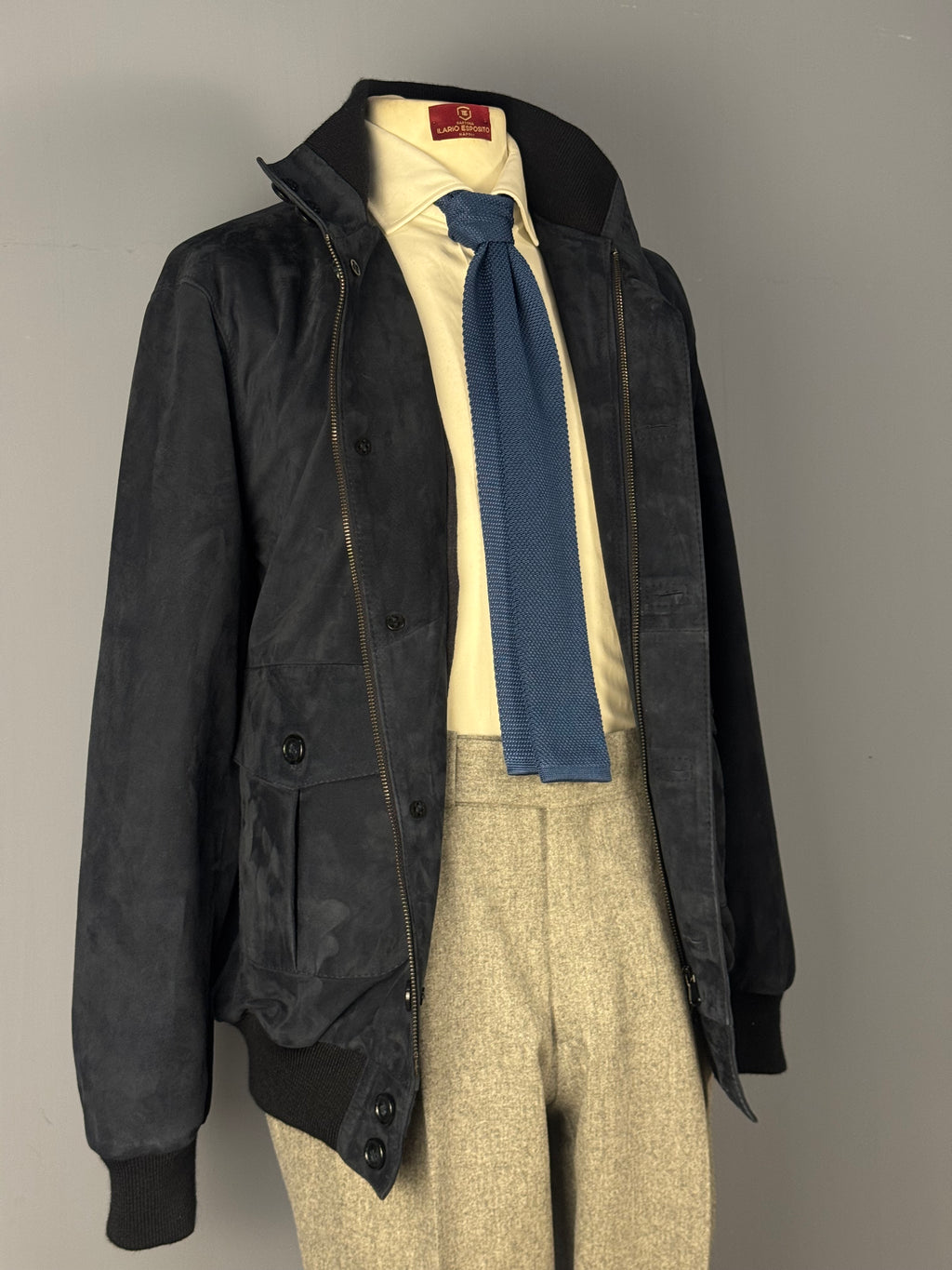 Bomber in Camoscio-Blu