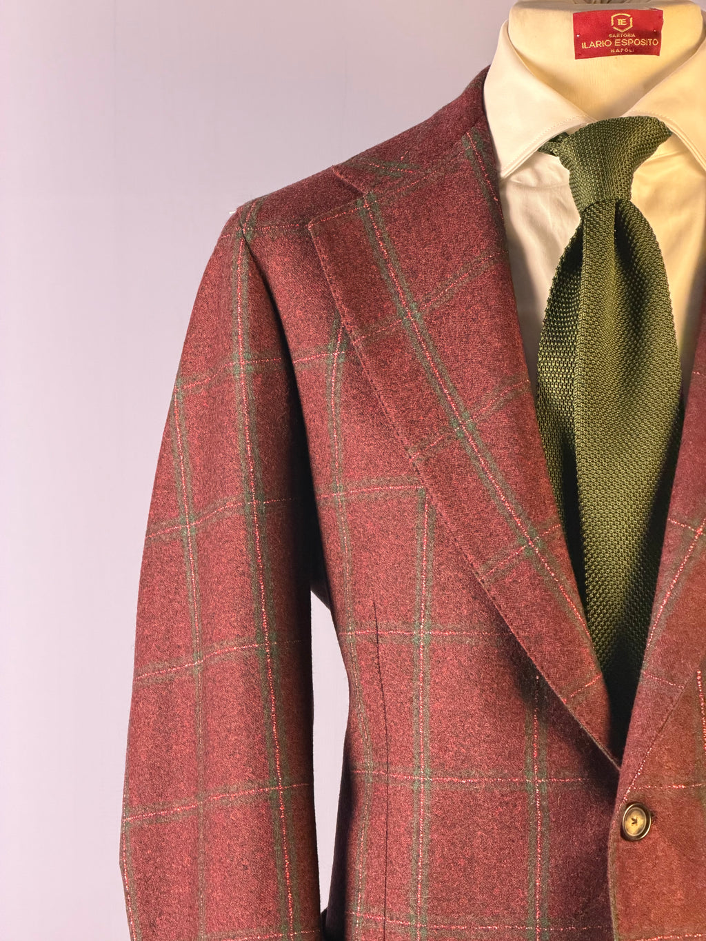 Giacca a Quadri-Bordeaux e Verde