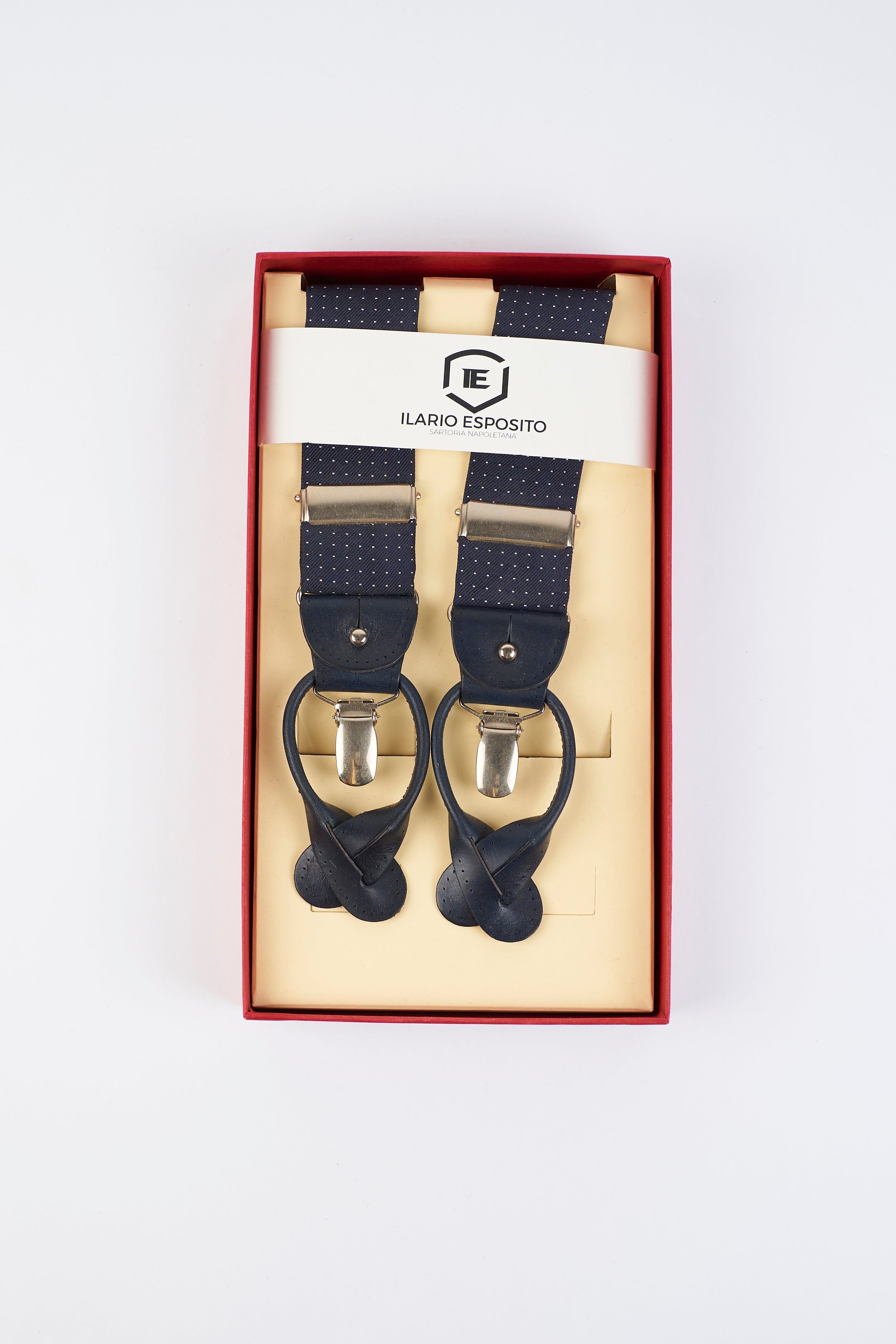 Bretelle In Seta - Blu a pois