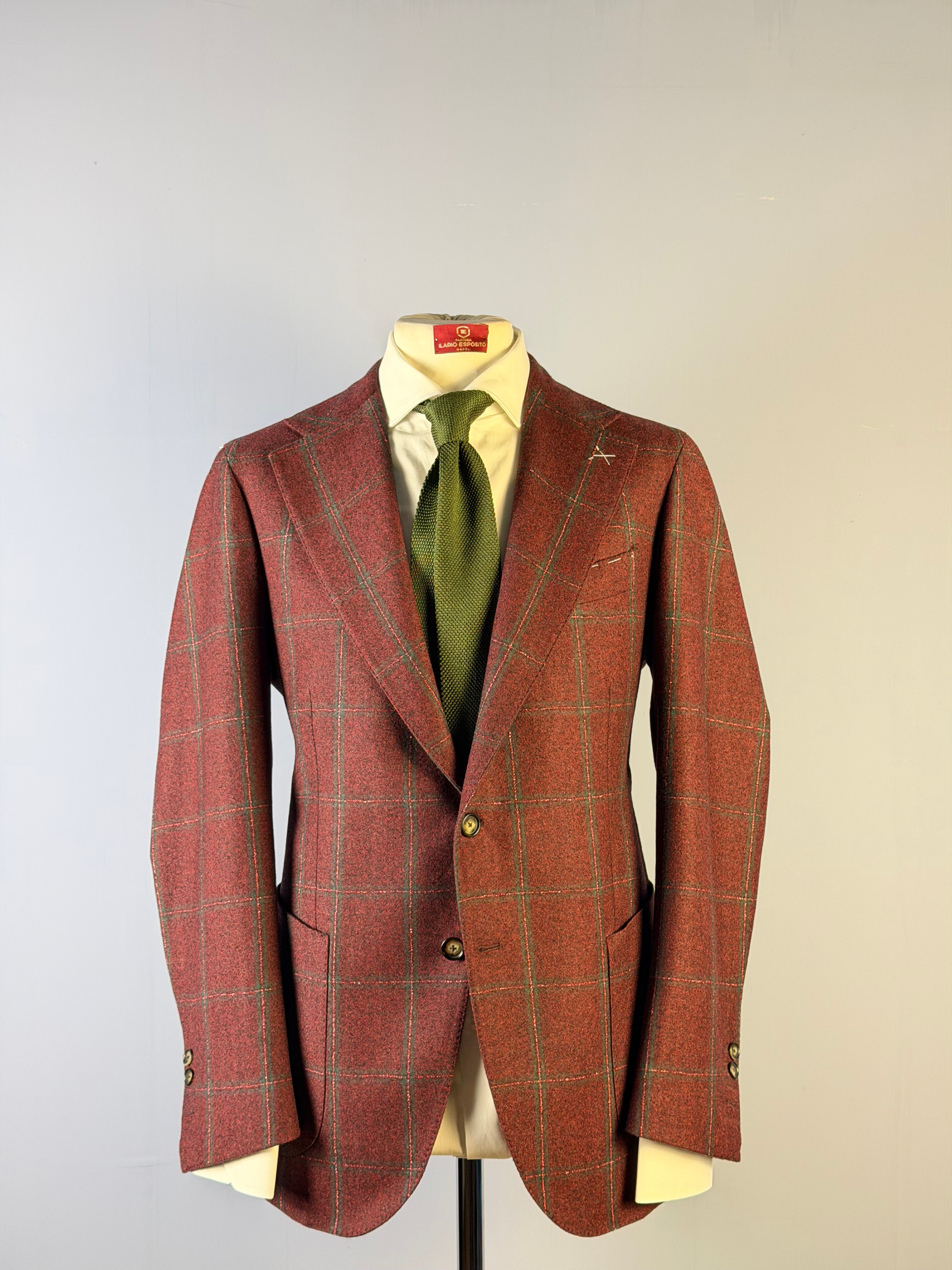 Giacca a Quadri-Bordeaux e Verde