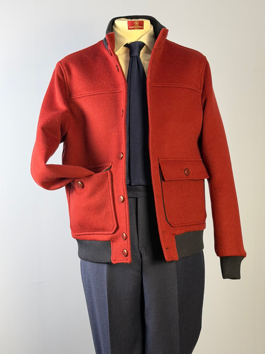 Bomber in Lana-Bordeaux & Blu