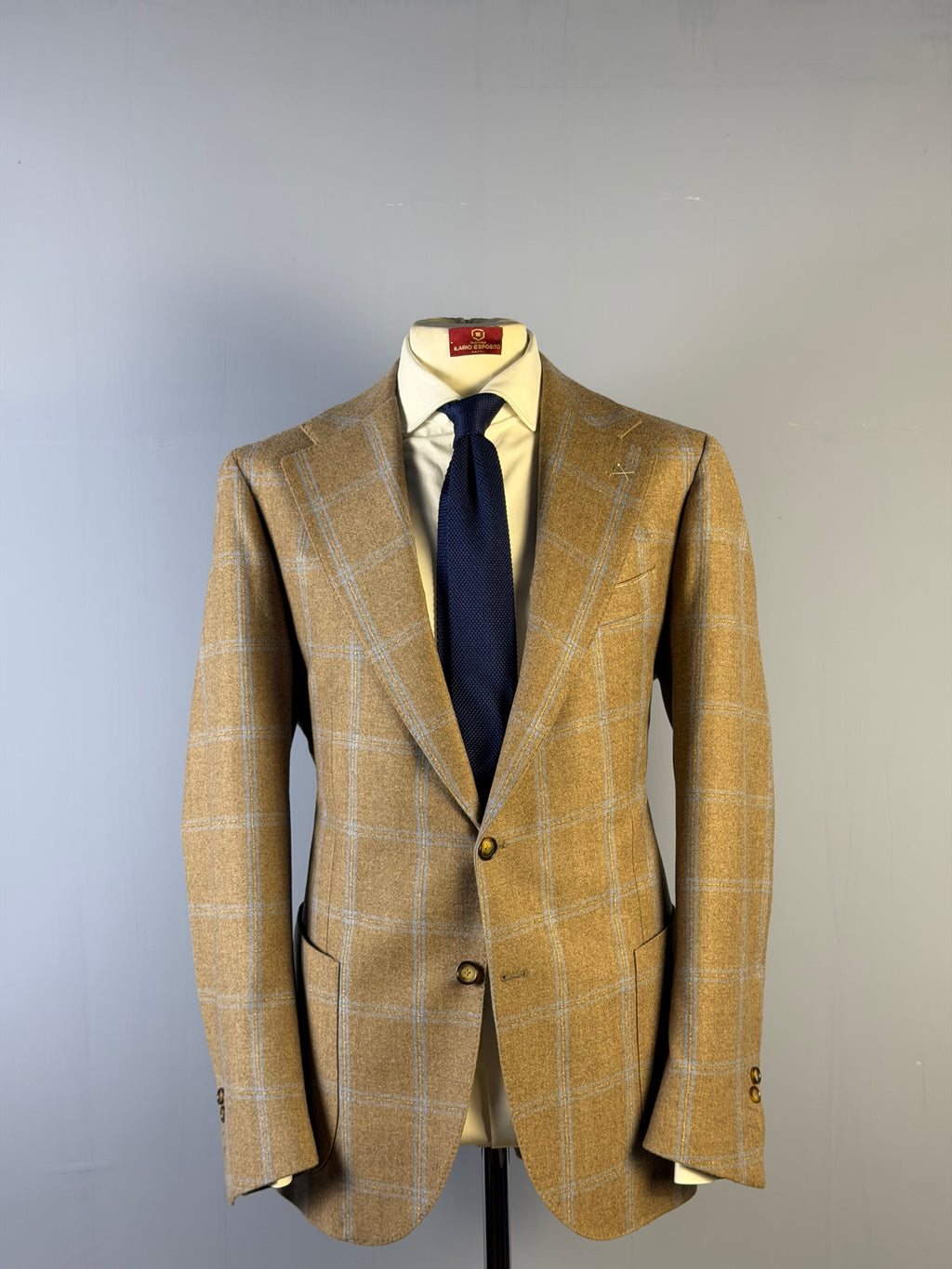 Giacca a Quadri-Beige e Azzurro