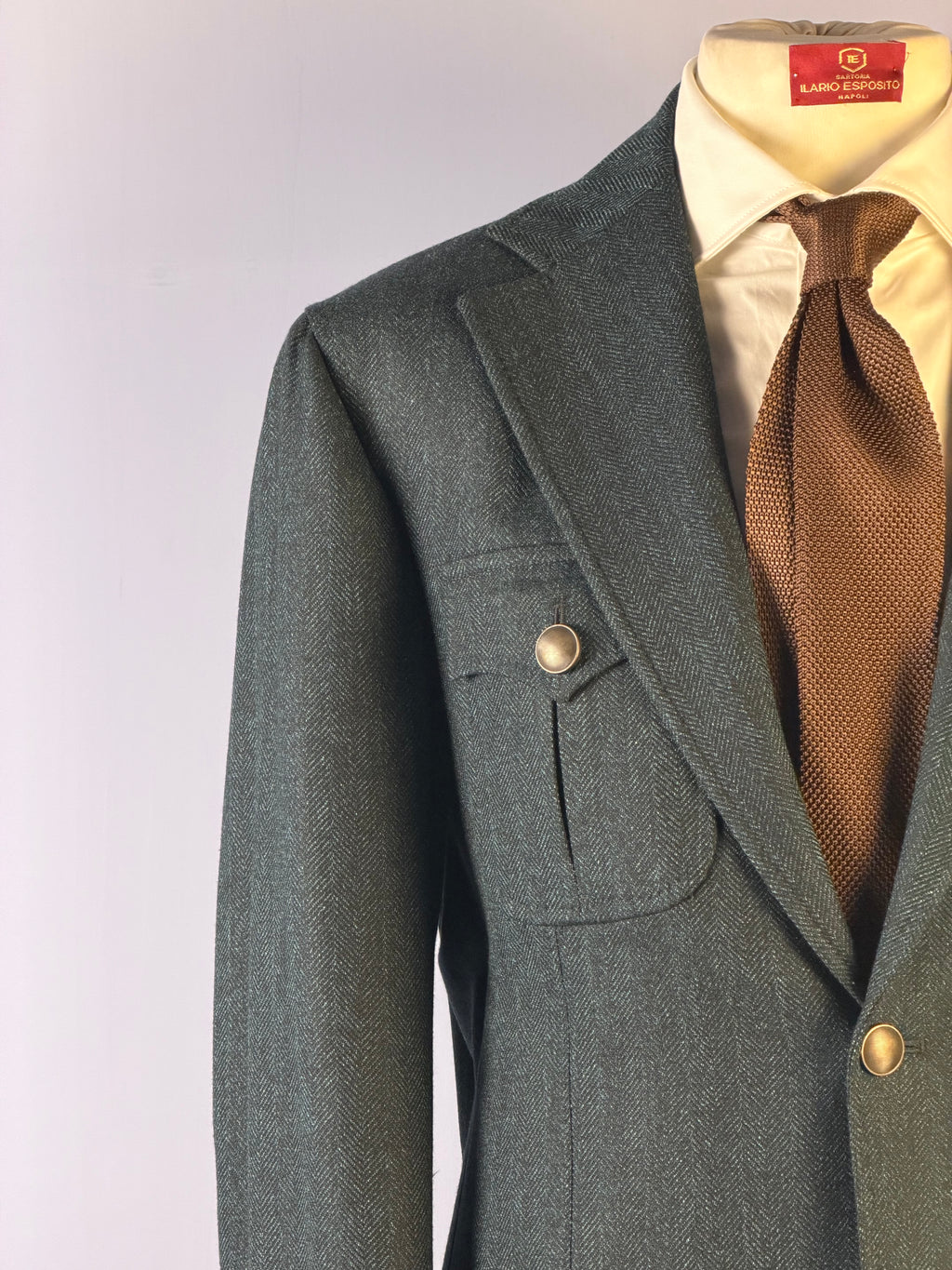 Giacca Herringbone-Verde Bosco