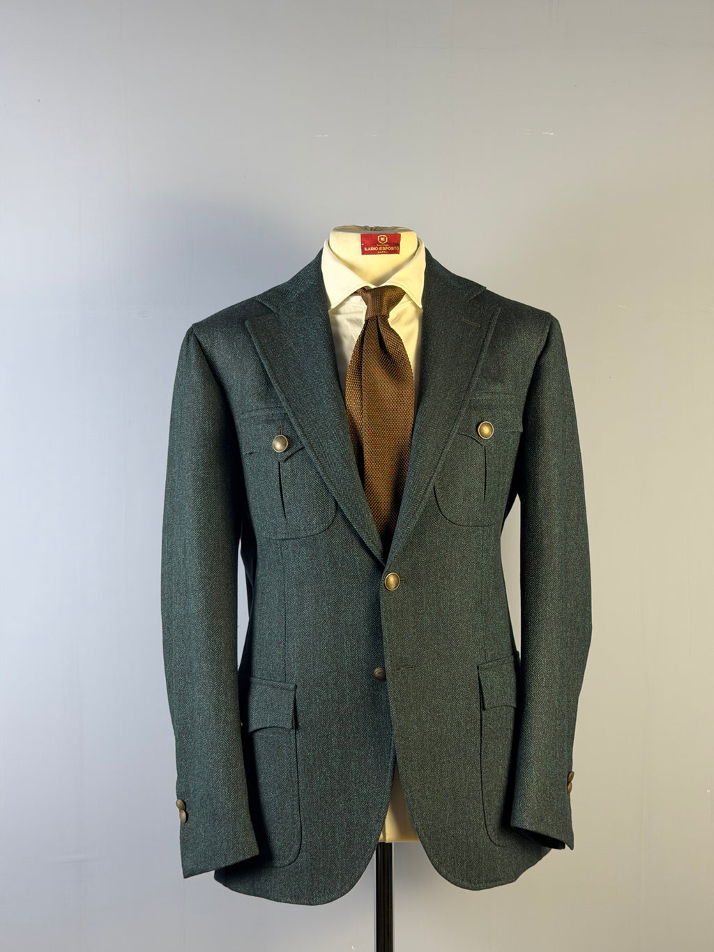 Giacca Herringbone-Verde Bosco