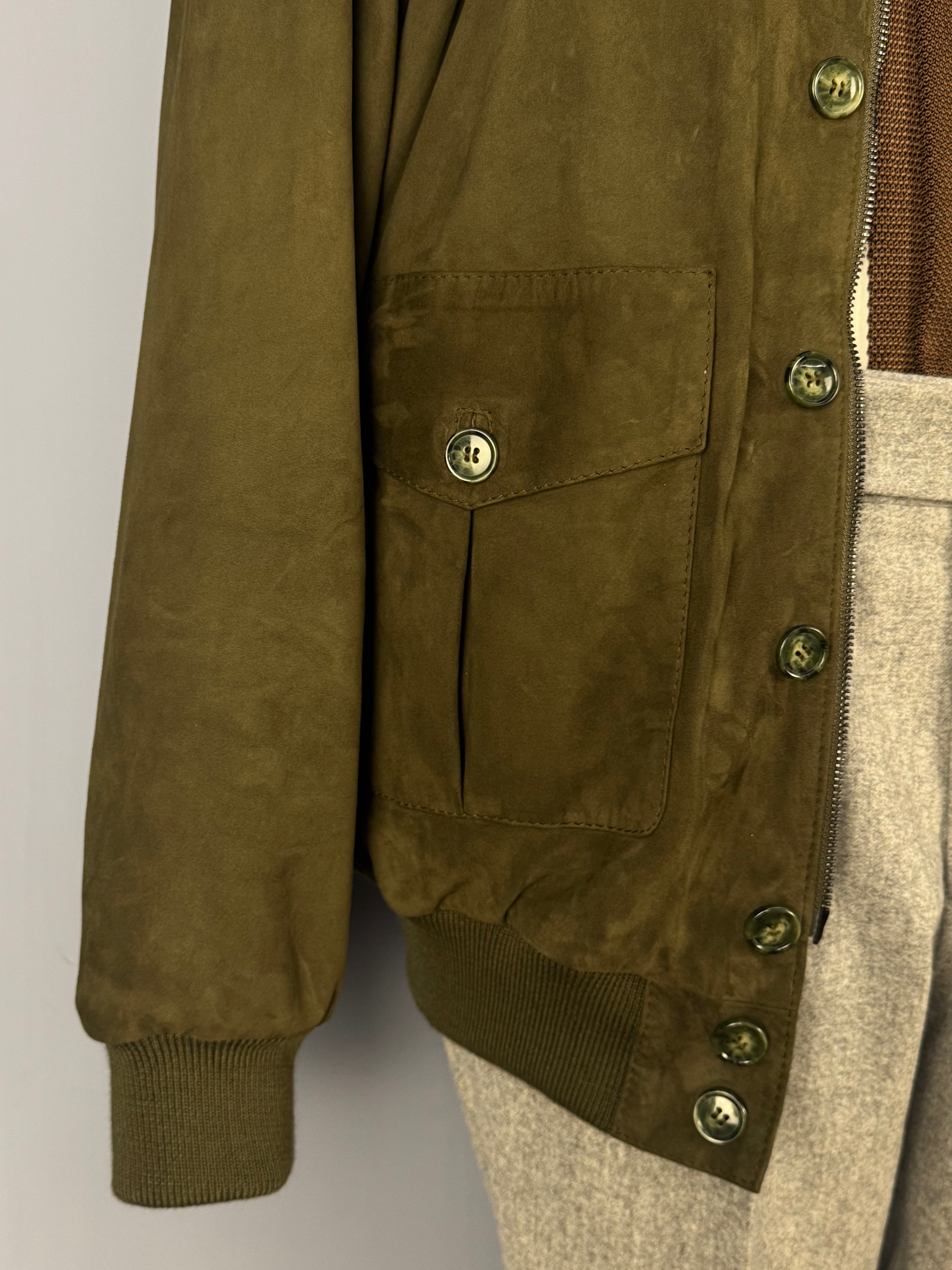 Bomber in Camoscio- Verde Muschio