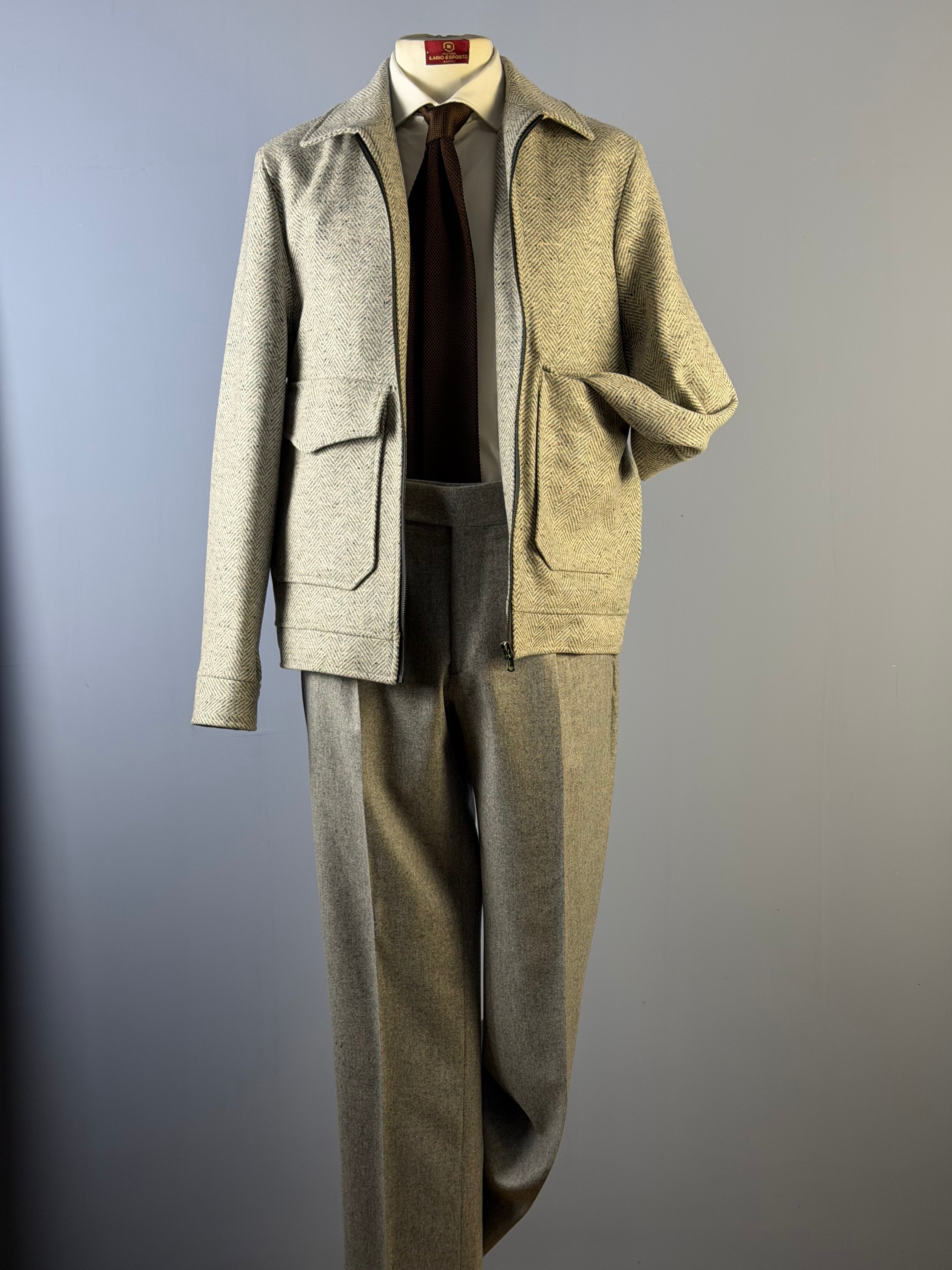 Bomber in Lana- Grigio Mélange  Spigato