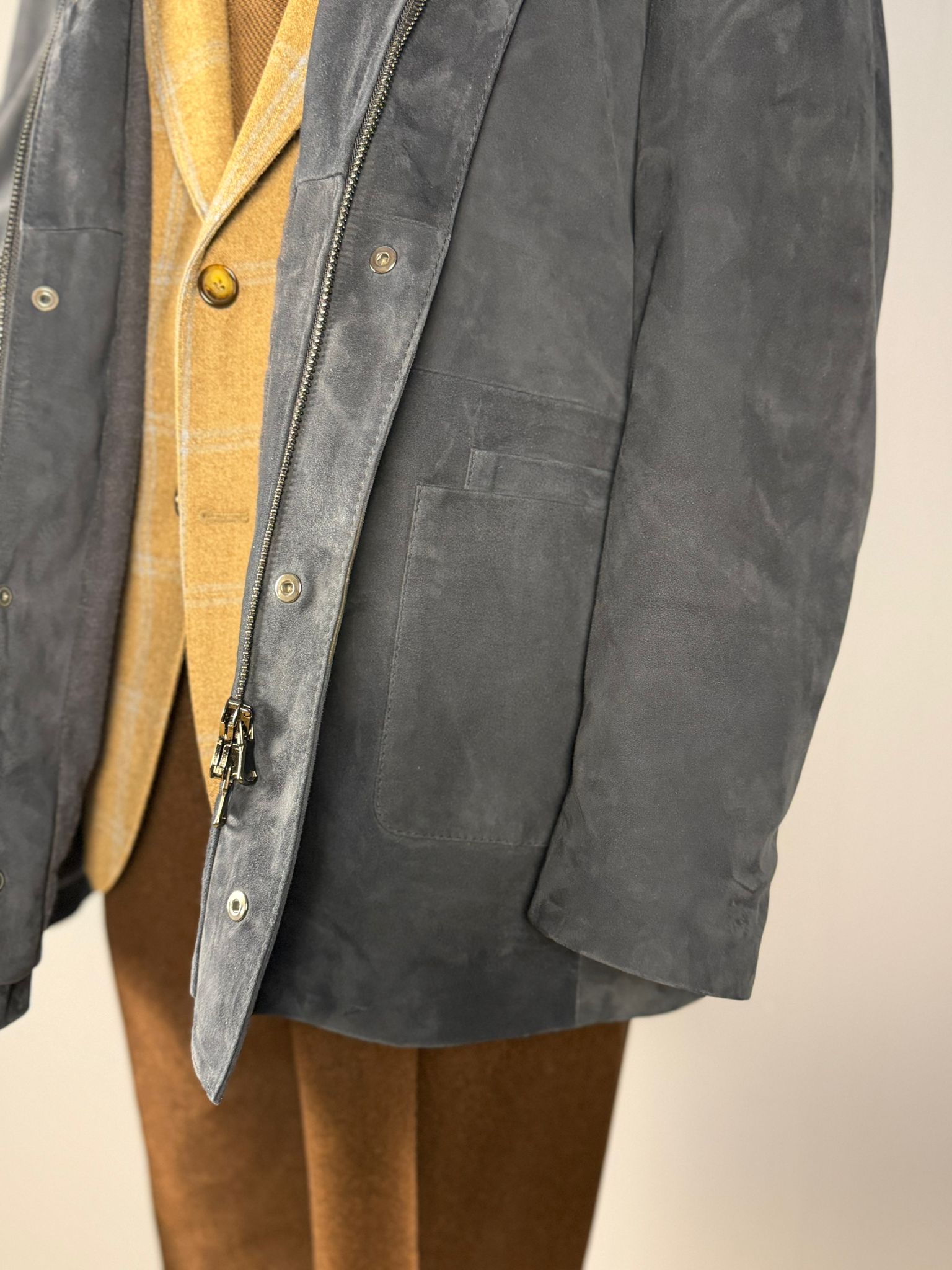 Field Jacket in Camoscio-Blu