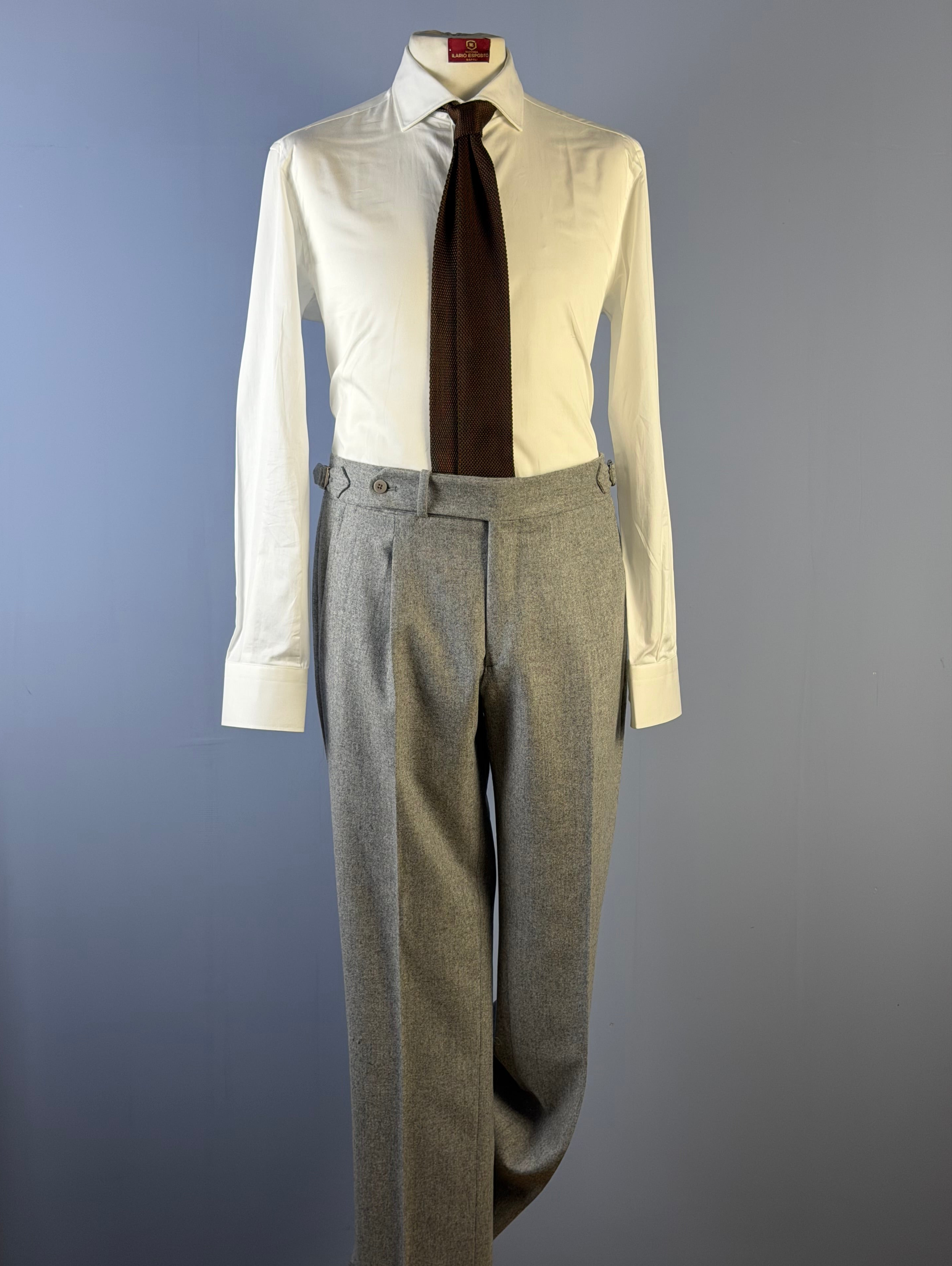 Pantalone in Flanella-Grigio Chiaro