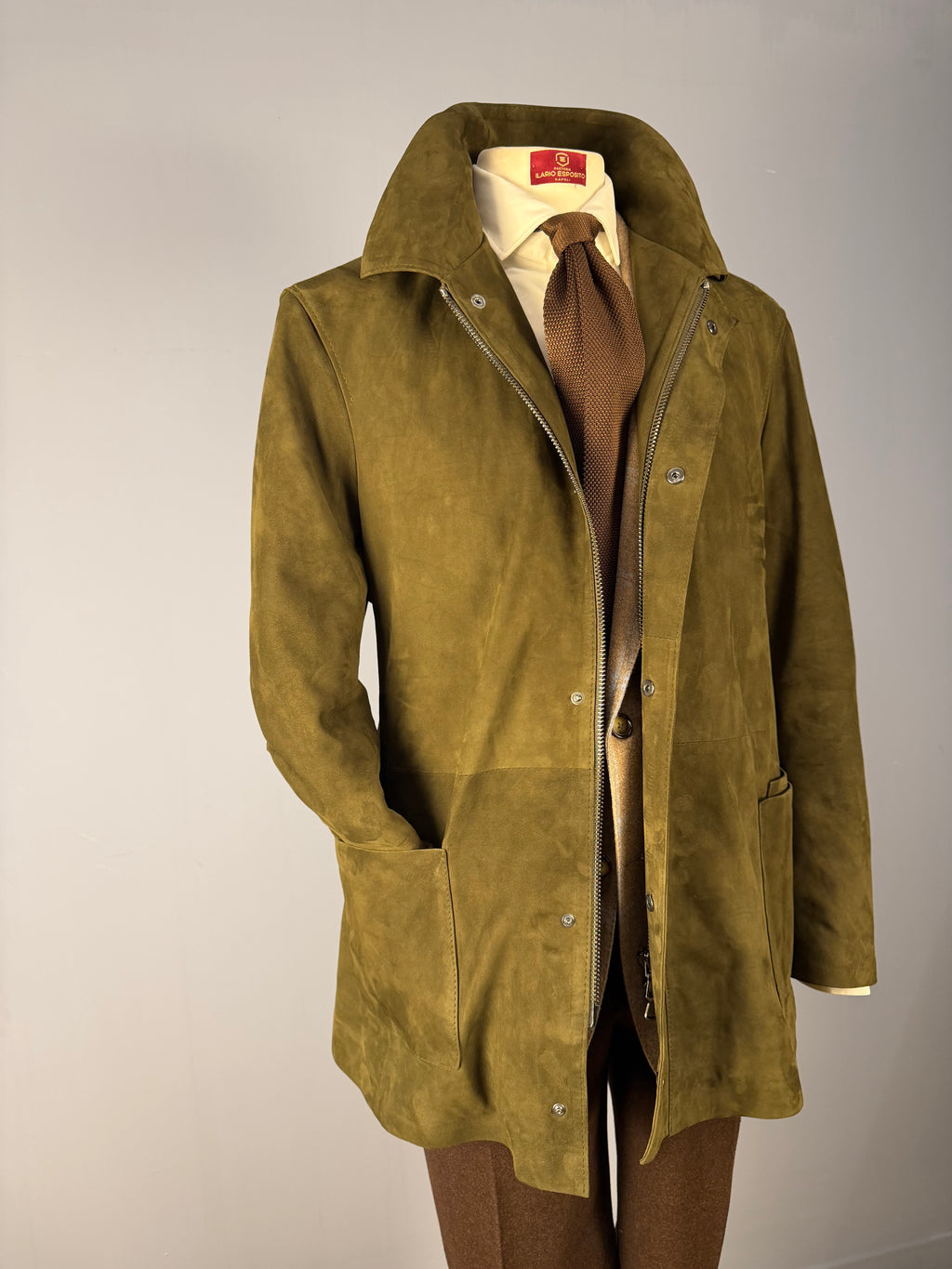 Field Jacket in Camoscio-Verde Muschio