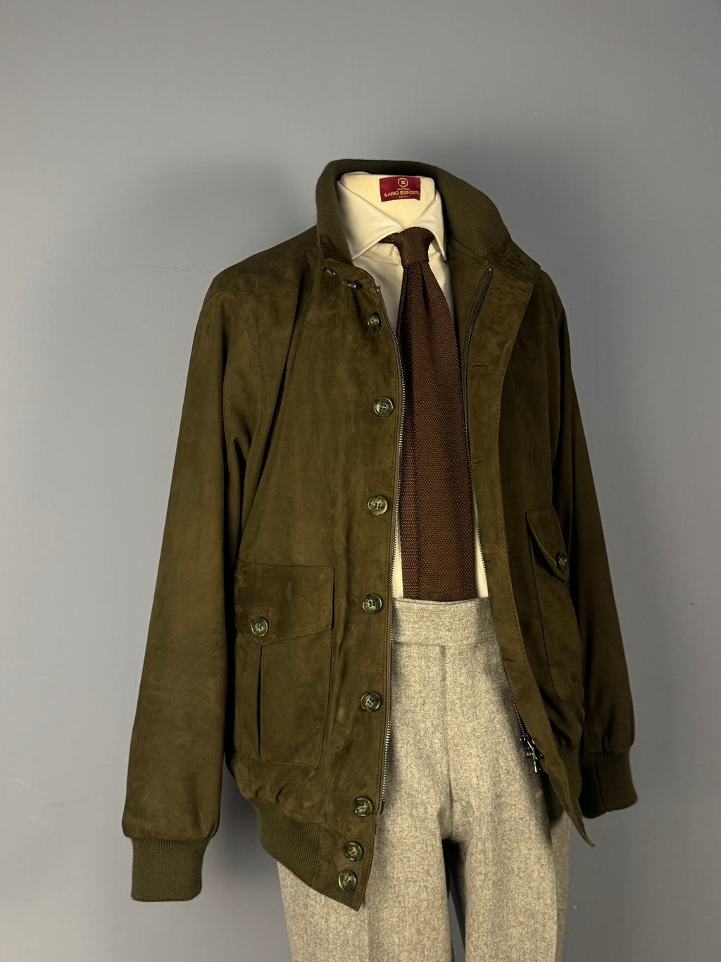 Bomber in Camoscio- Verde Muschio