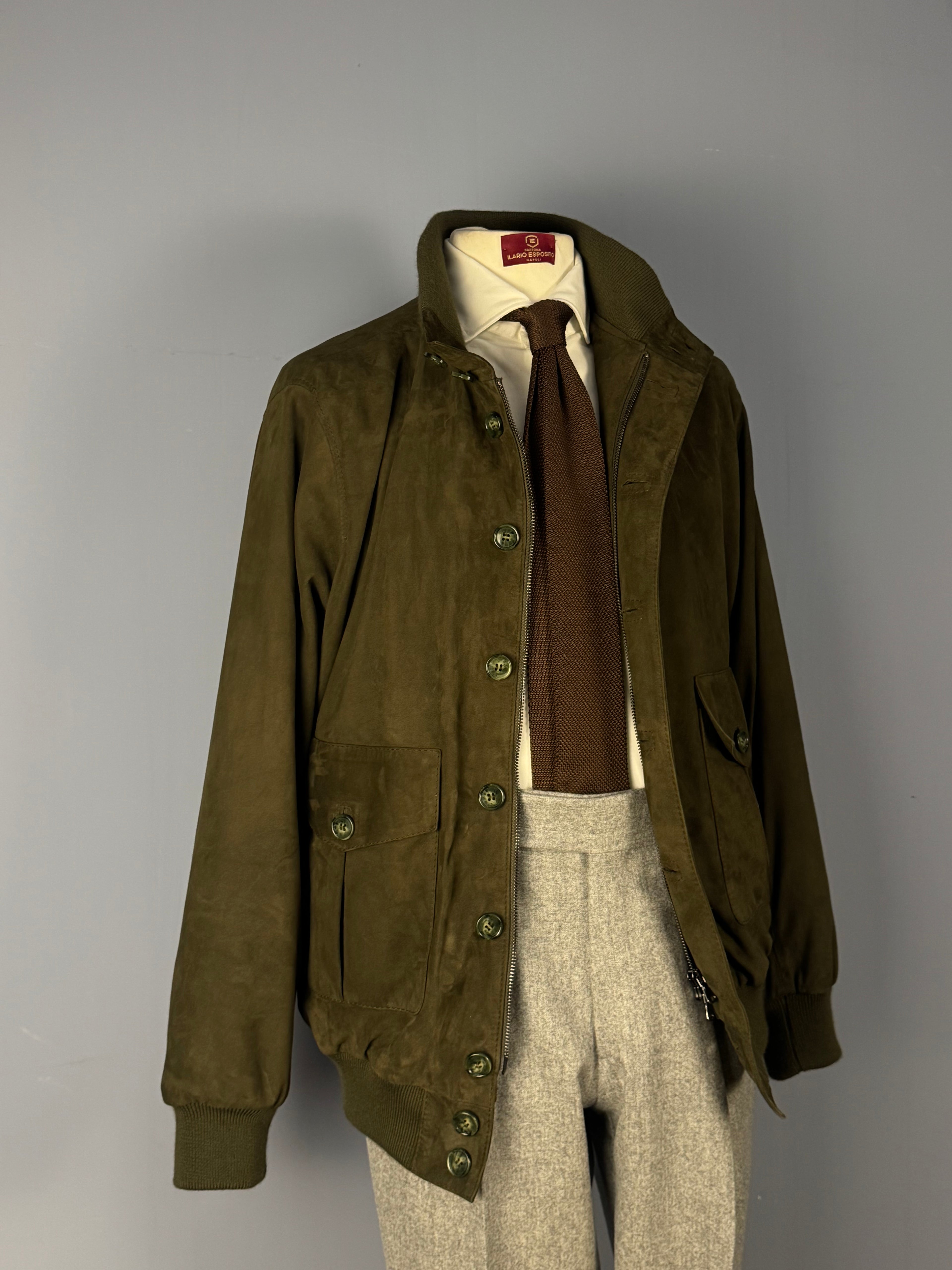 Bomber in Camoscio- Verde Muschio