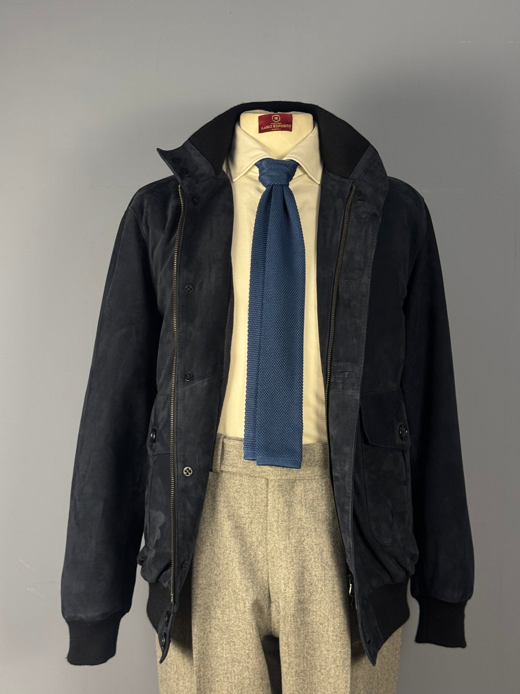 Bomber in Camoscio-Blu