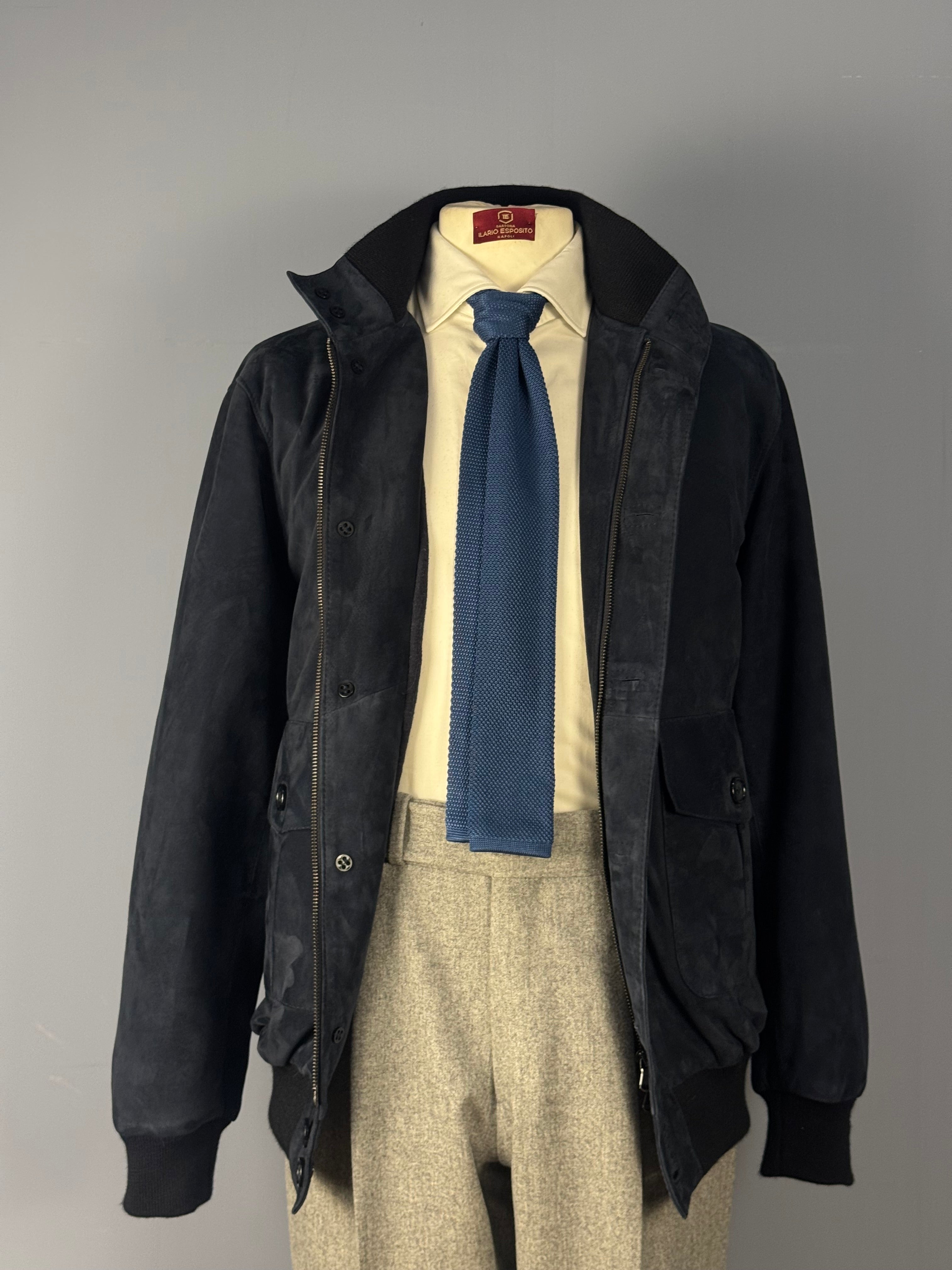 Bomber in Camoscio-Blu