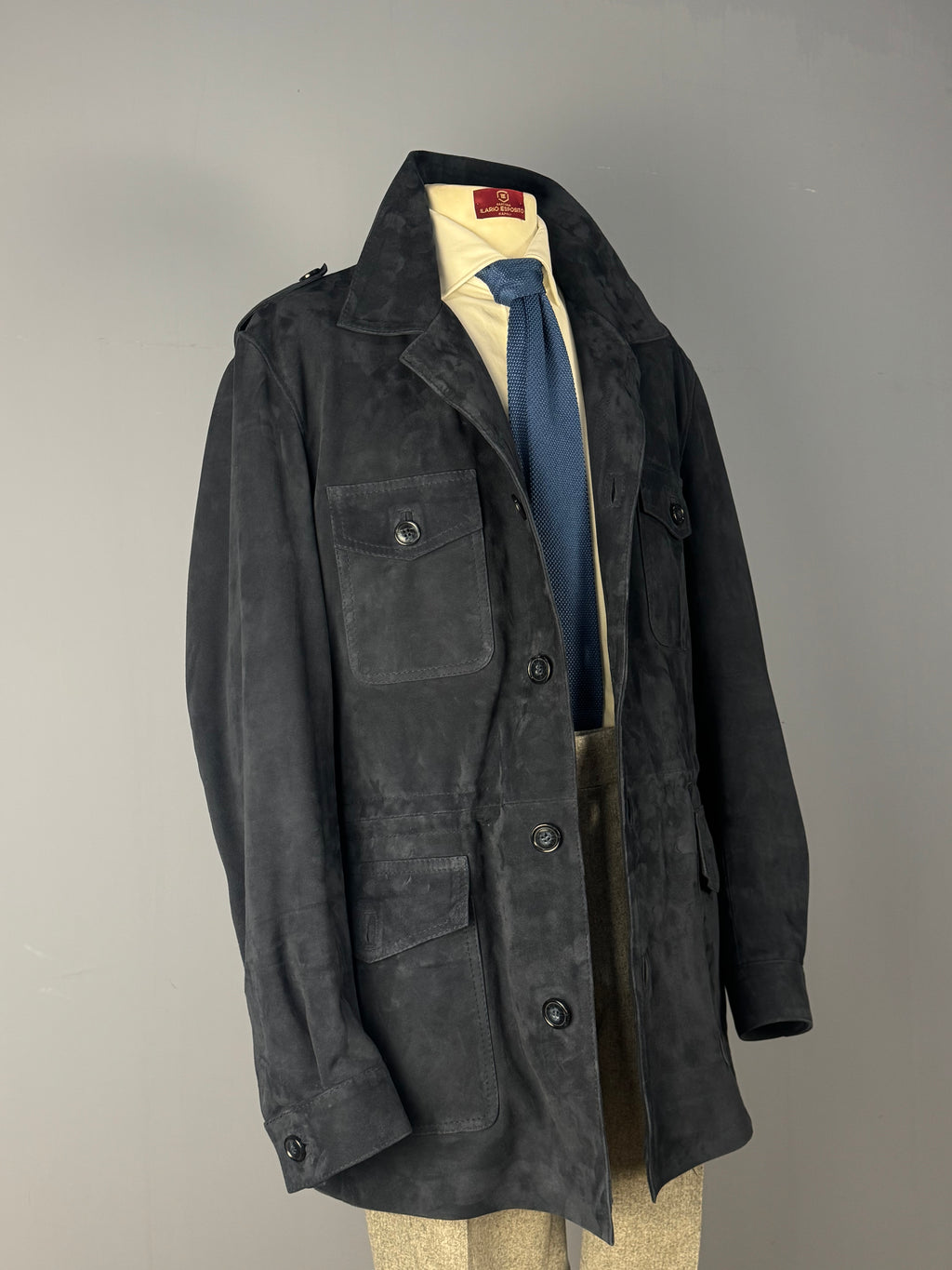 Sahariana in Camoscio-Blu