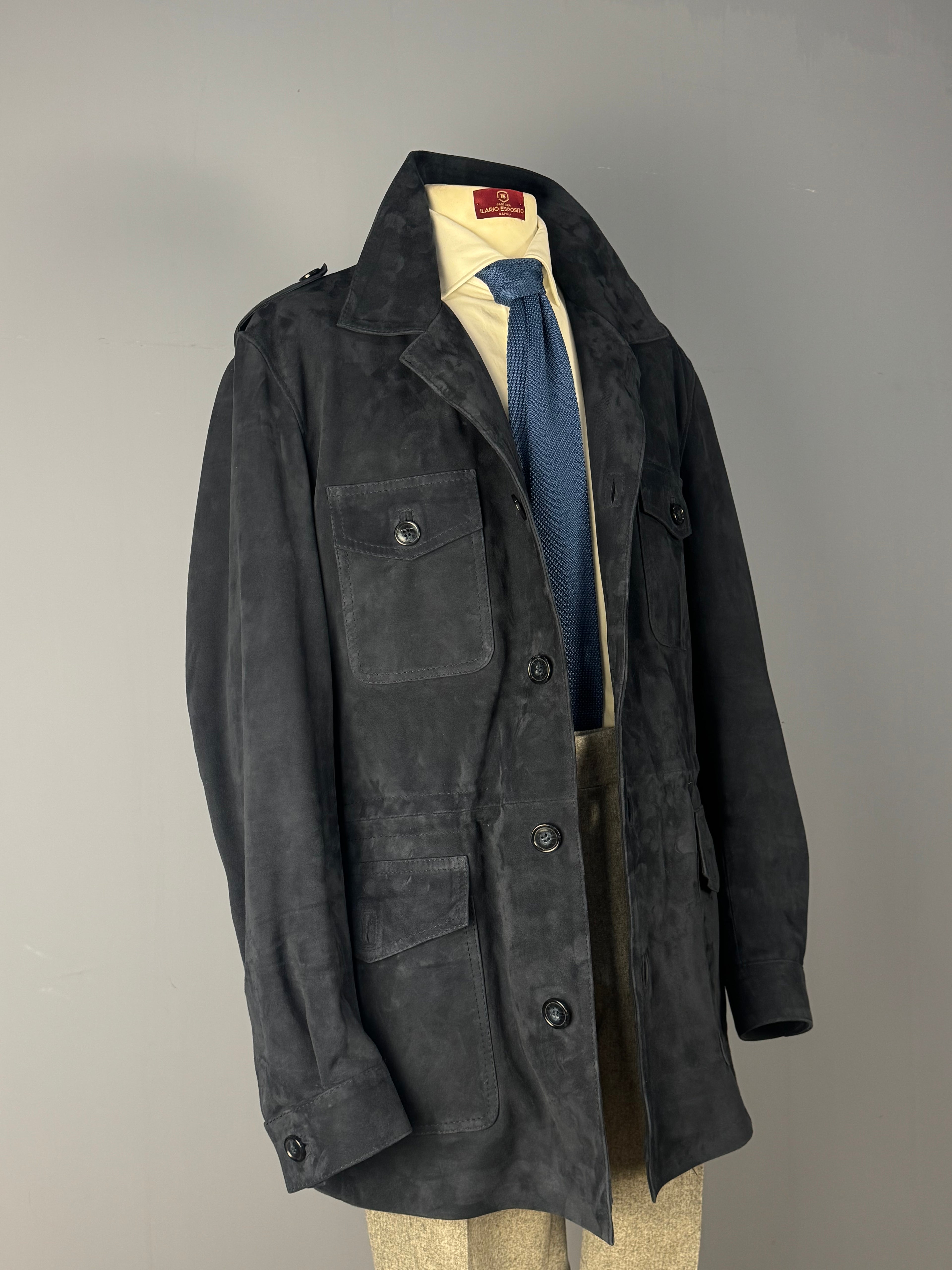 Sahariana in Camoscio-Blu