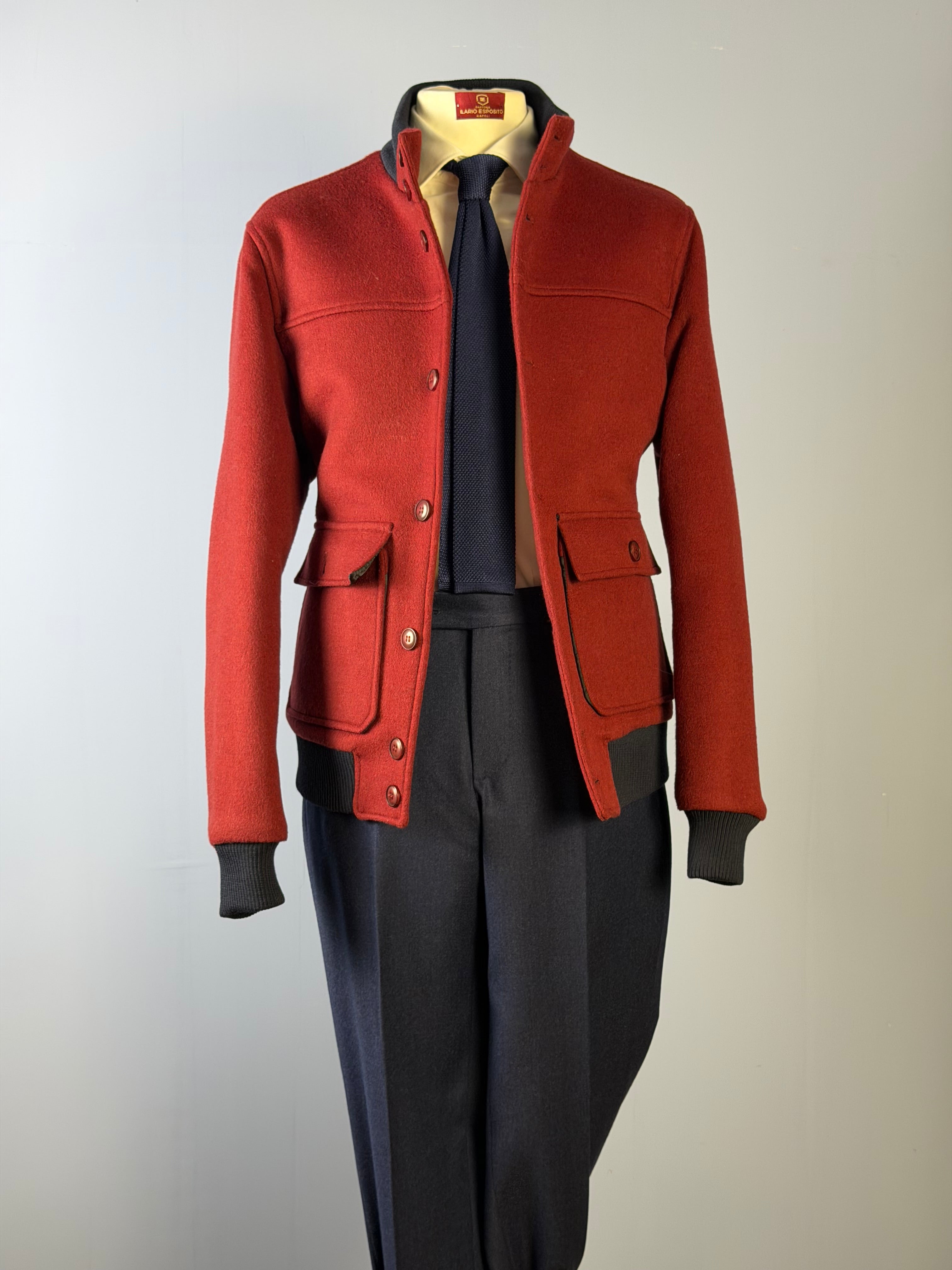 Bomber in Lana-Bordeaux & Blu