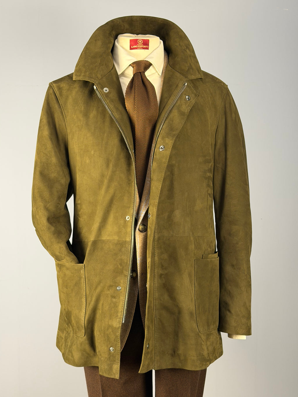 Field Jacket in Camoscio-Verde Muschio
