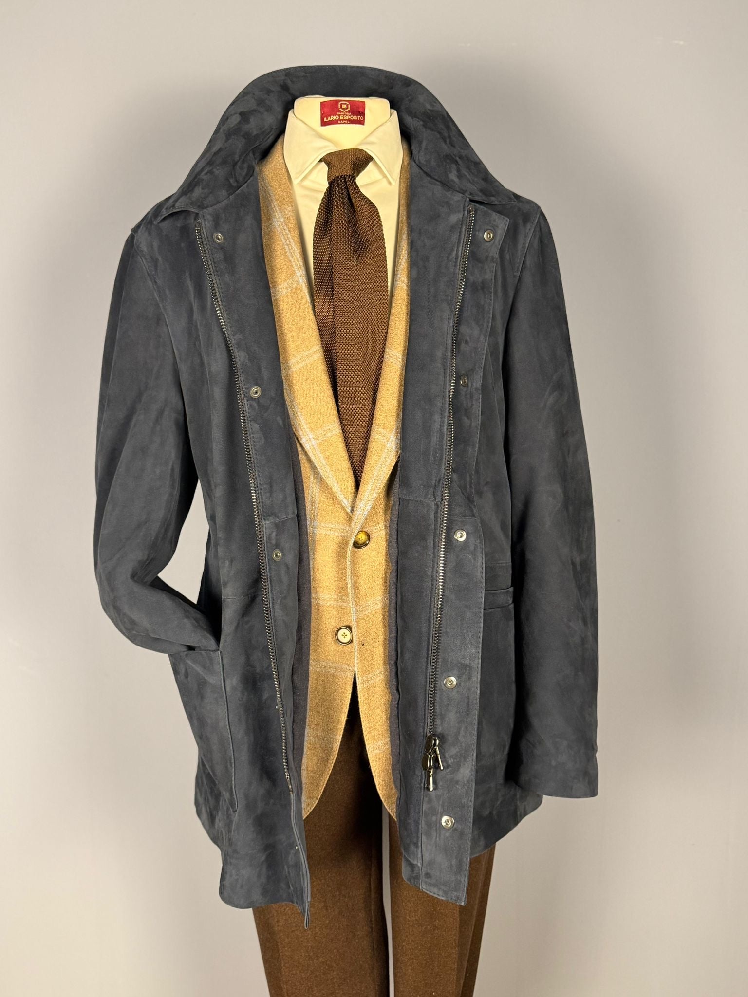 Field Jacket in Camoscio-Blu