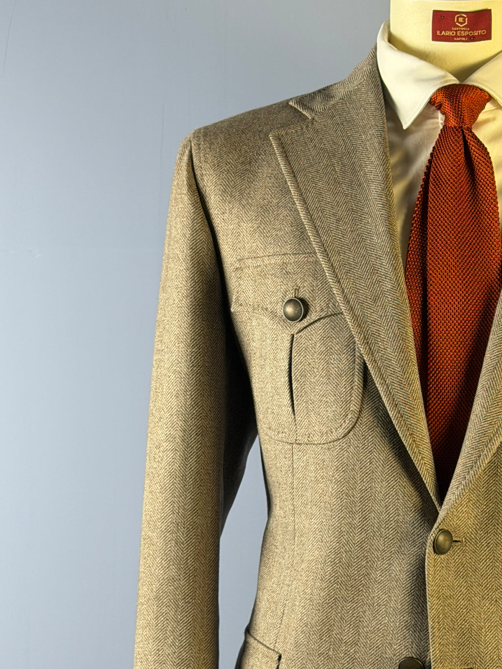 Giacca Herringbone-Sabbia