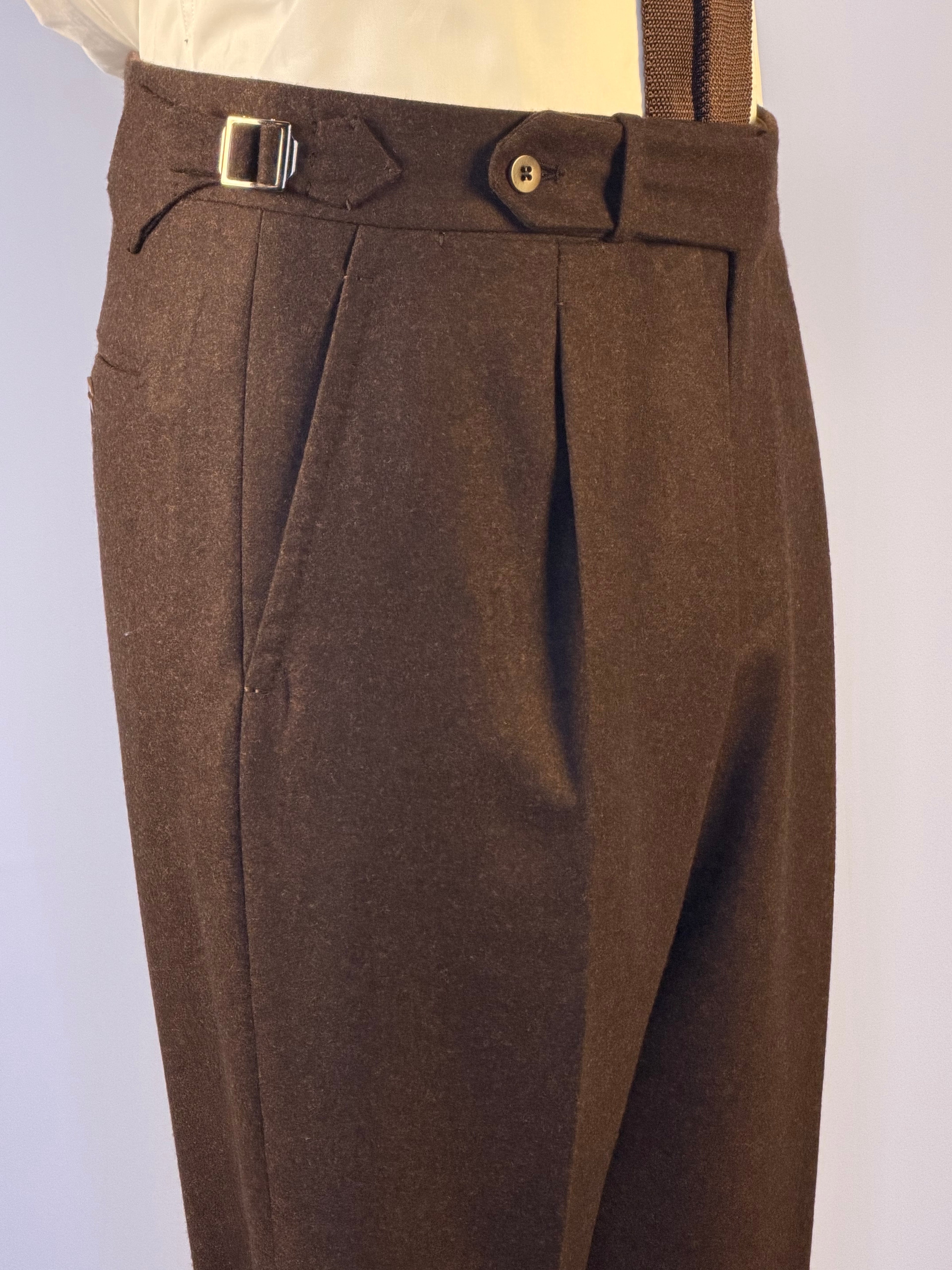 Pantaloni in Flanella-Marrone Bruciato