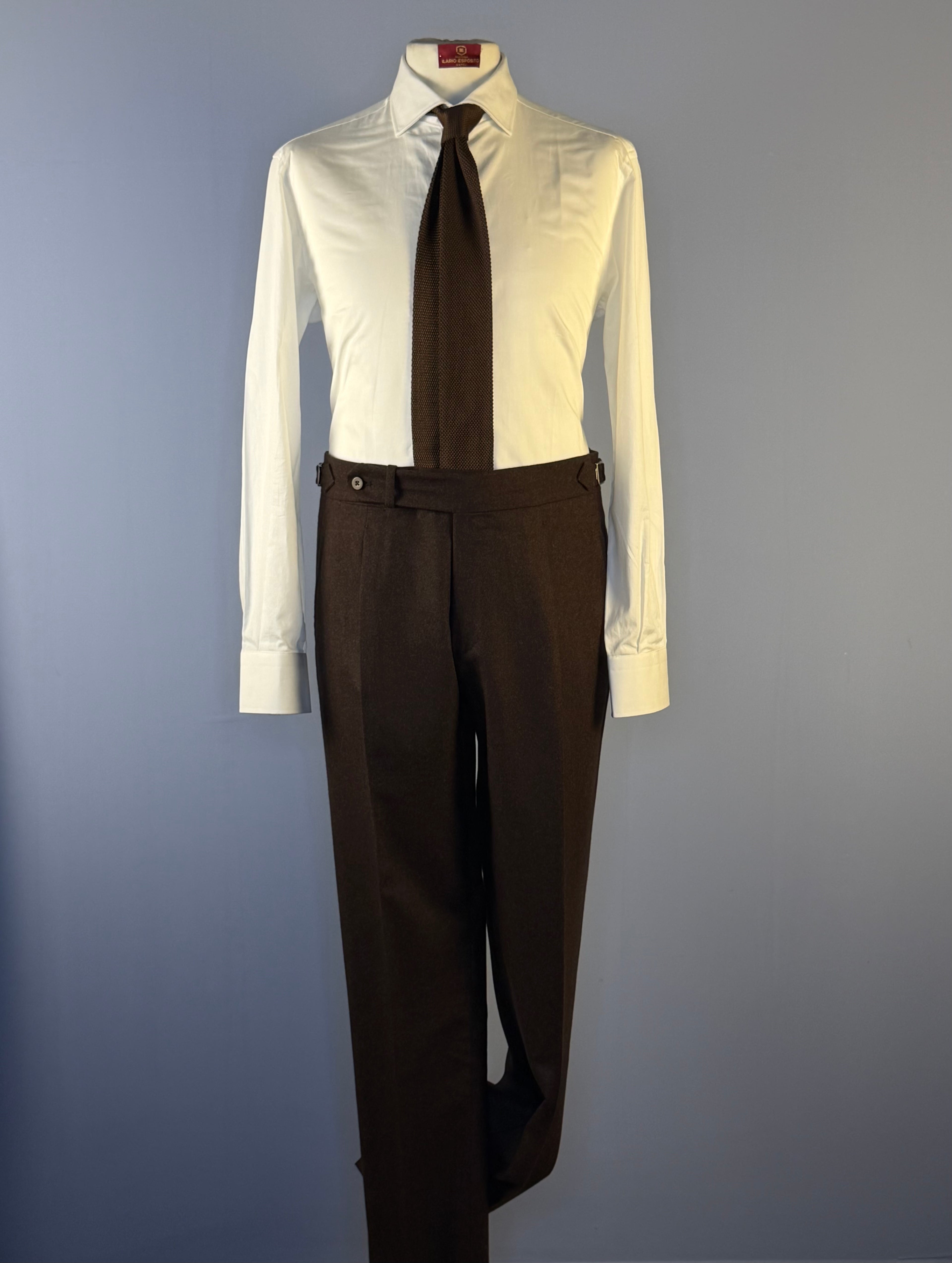 Pantaloni in Flanella-Marrone Bruciato