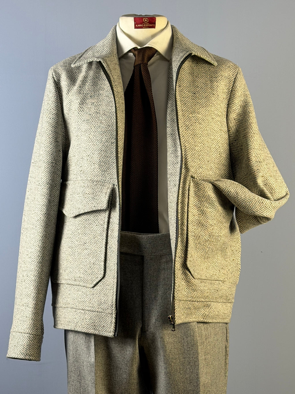 Bomber in Lana- Grigio Mélange  Spigato