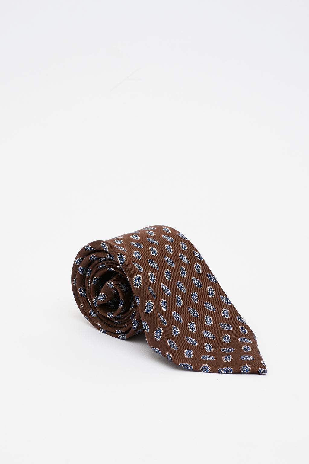 Cravatta in Seta Marrone con Motivo Paisley