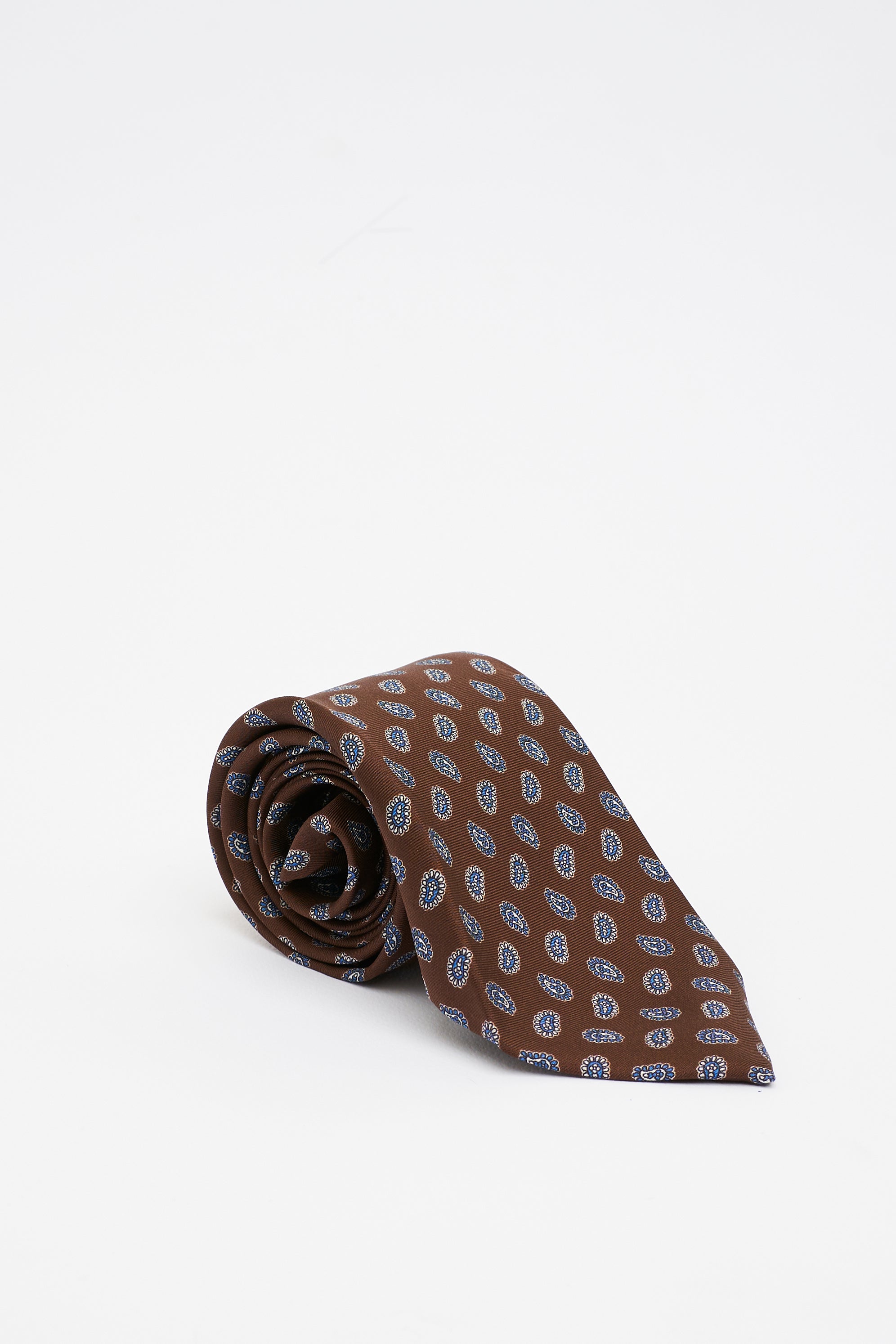 Cravatta in Seta Marrone con Motivo Paisley