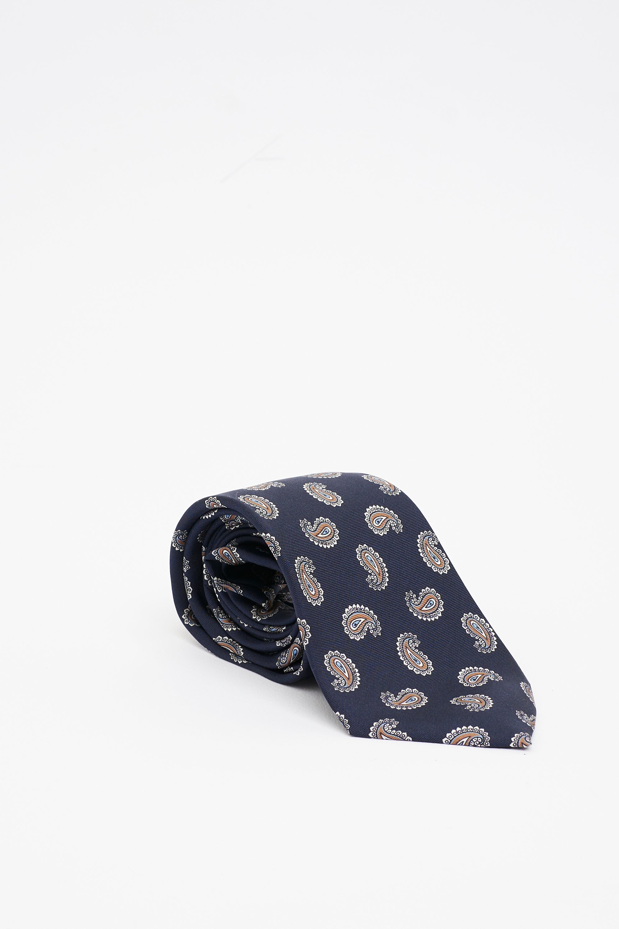 Cravatta in Seta Blu Navy con Motivo Paisley