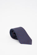 Cravatta in Seta Blu Navy con Motivo a fiori Geometrici