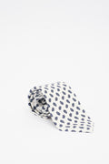 Cravatta in Seta Bianca con Motivo Paisley