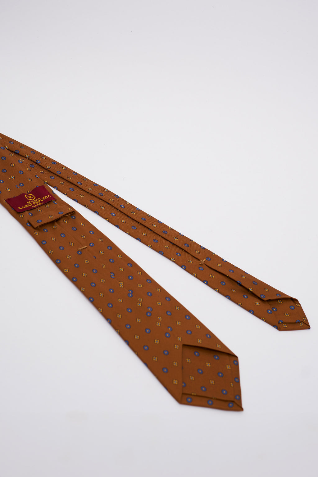 Cravatta in Seta Blu con Corno Napoletano Rosso