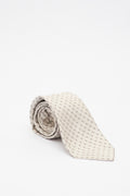 Cravatta in Seta Beige Chiaro con Motivo