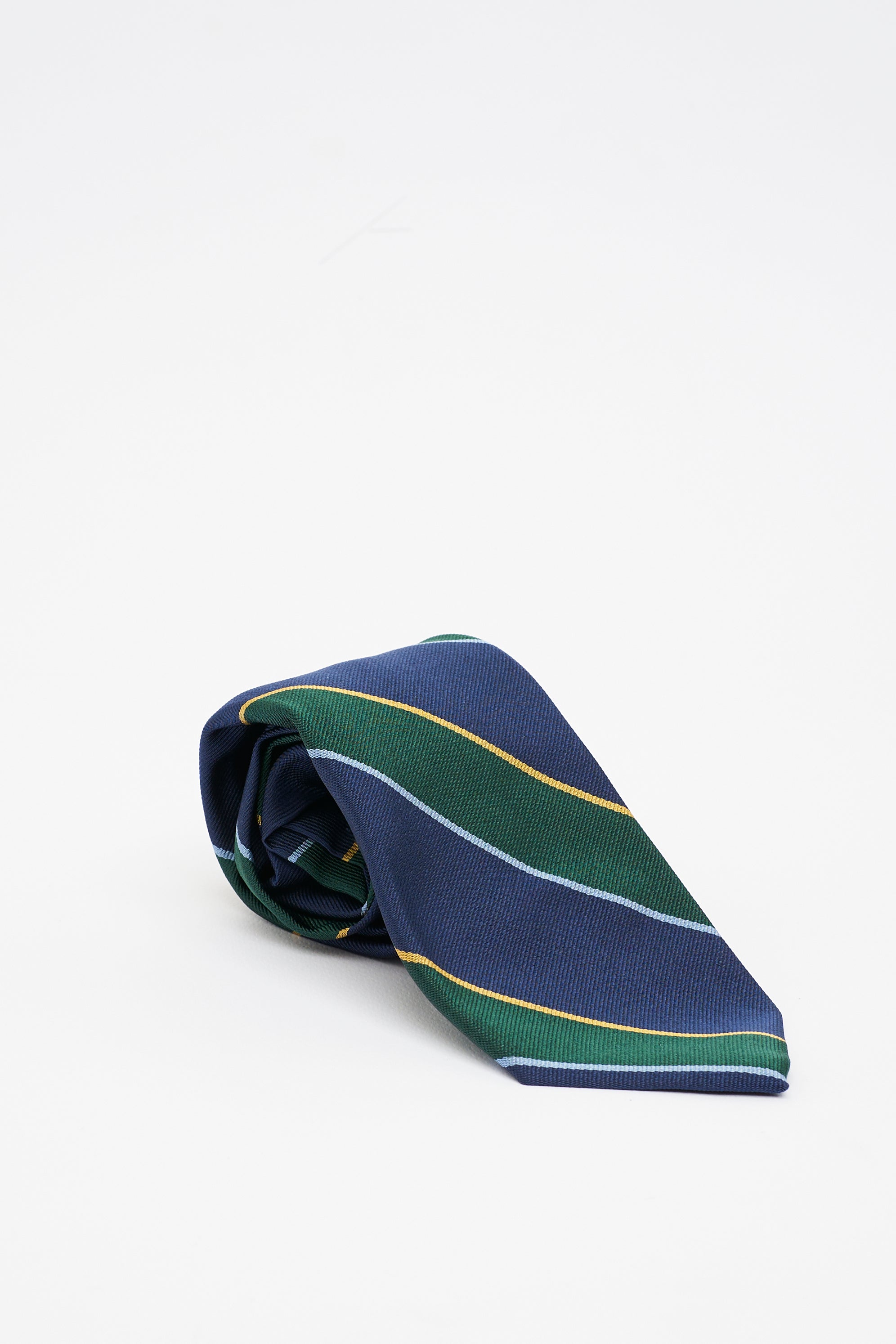 Cravatta in Seta a Righe Blu e Verdi