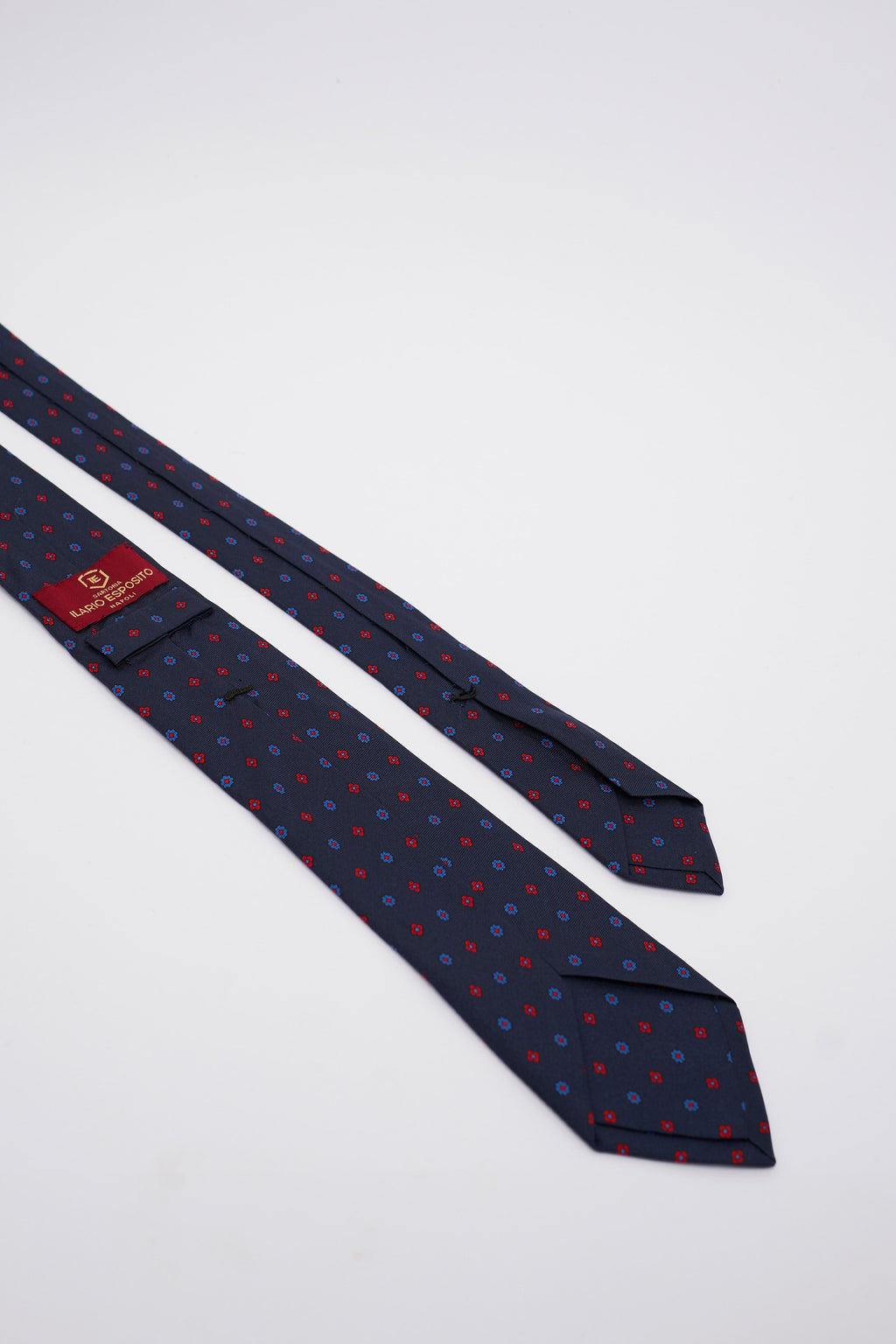 Cravatta in Seta Blu Scuro Floreale