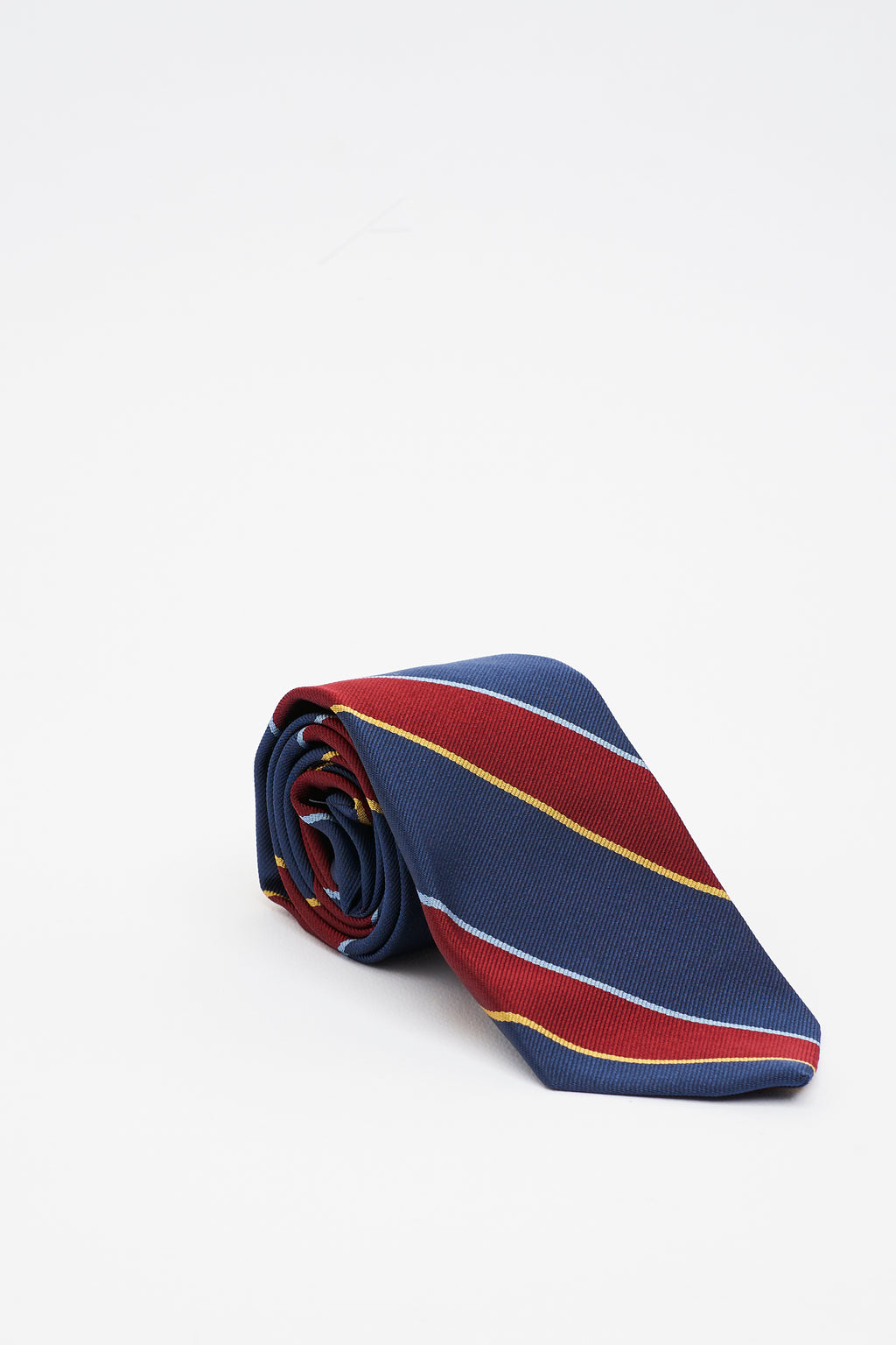 Cravatta in Seta a Righe Blu e Bordeaux