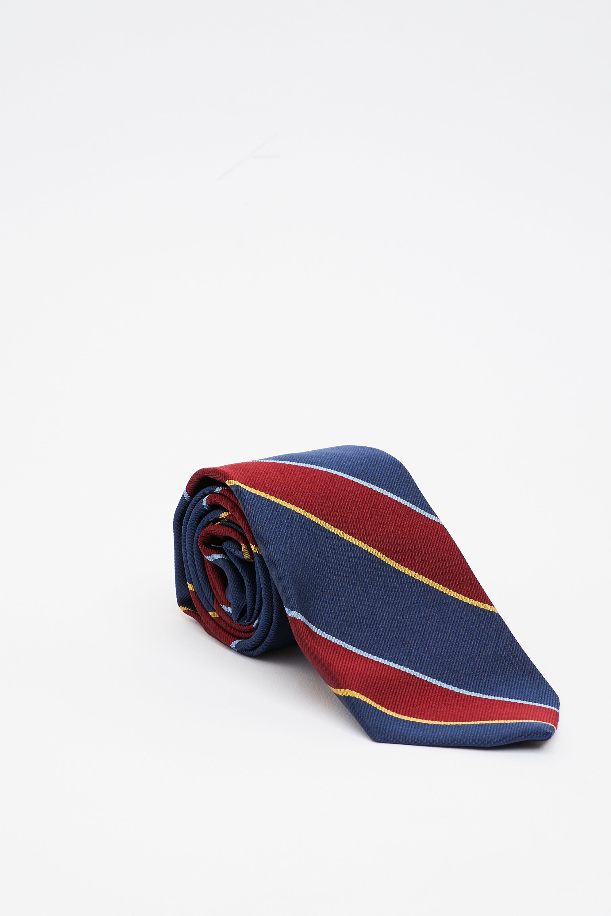 Cravatta in Seta a Righe Blu e Bordeaux