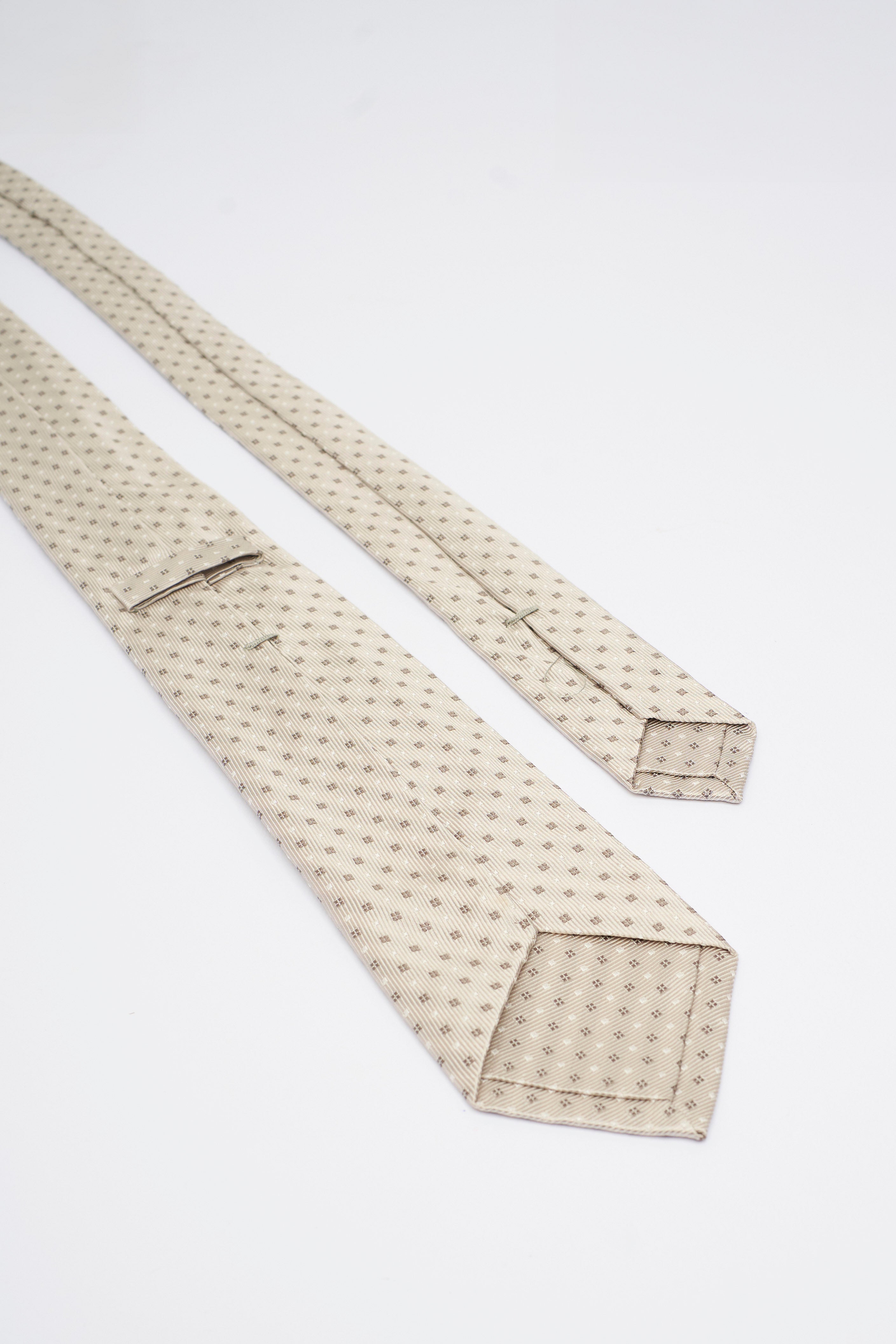 Cravatta in Seta Beige Chiaro con Motivo