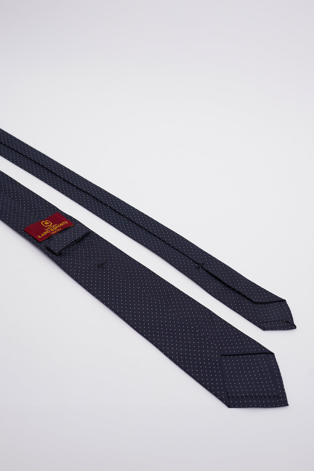 Cravatta in Seta Blu Scuro a Pois