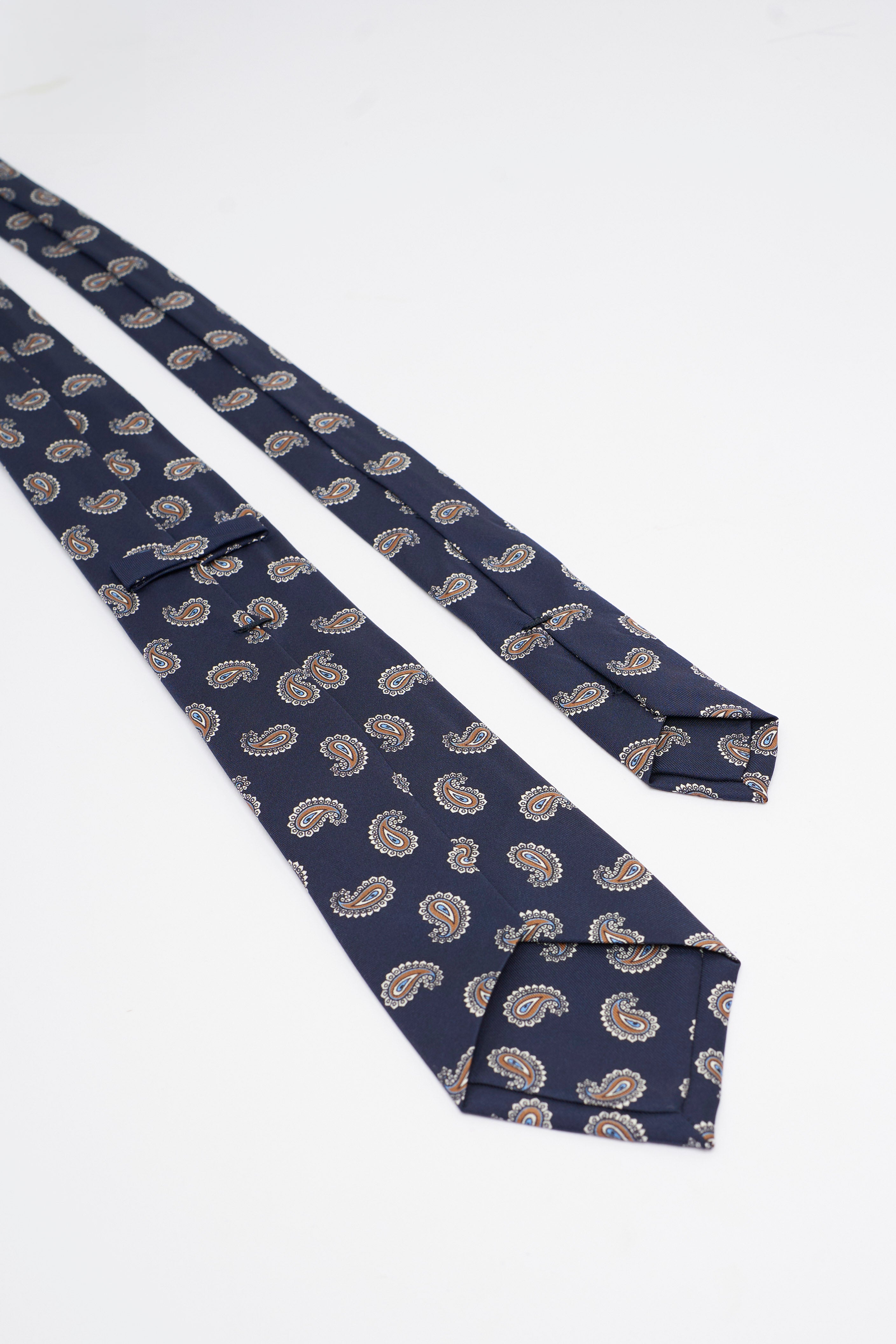 Cravatta in Seta Blu Navy con Motivo Paisley
