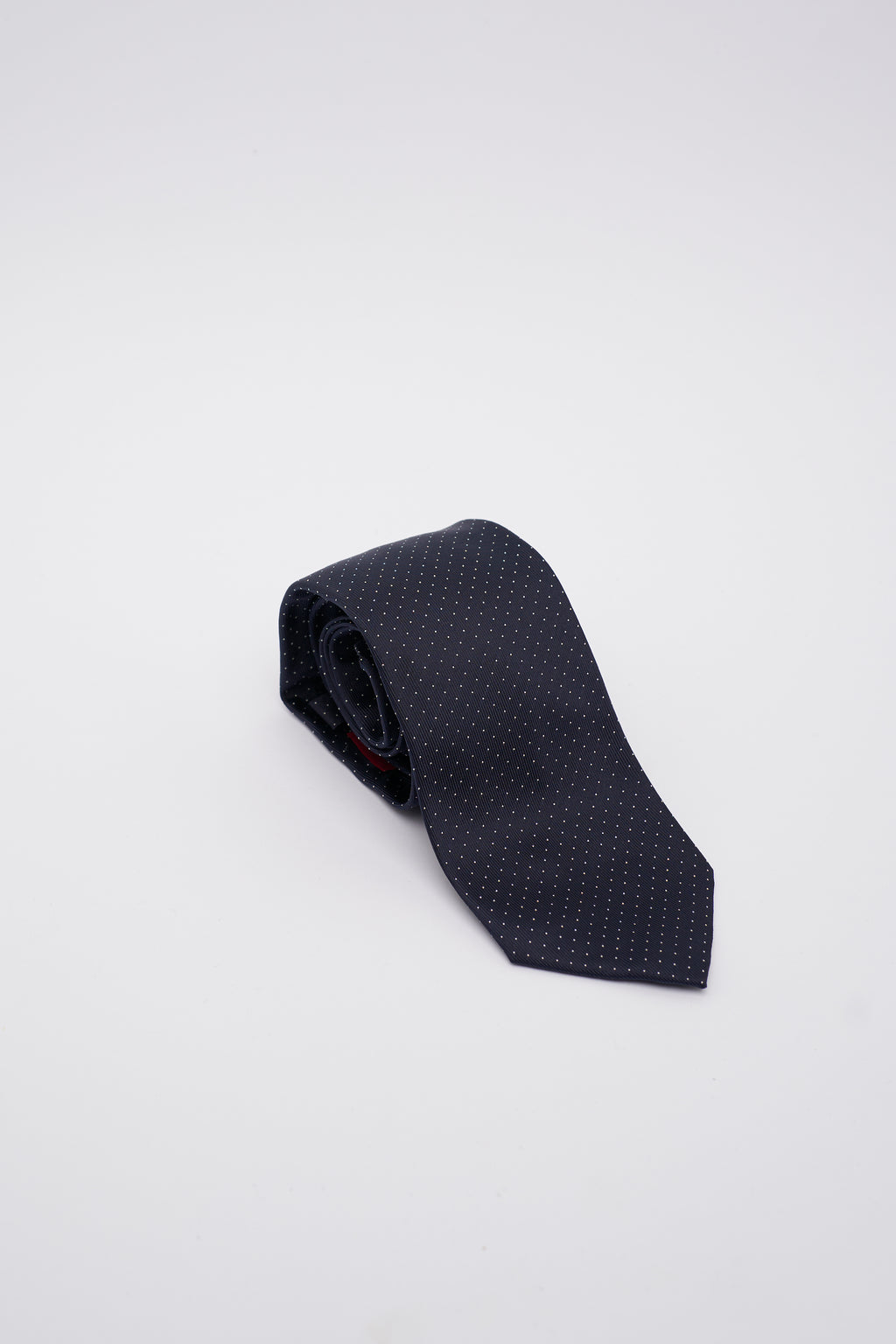 Cravatta in Seta Blu Scuro a Pois