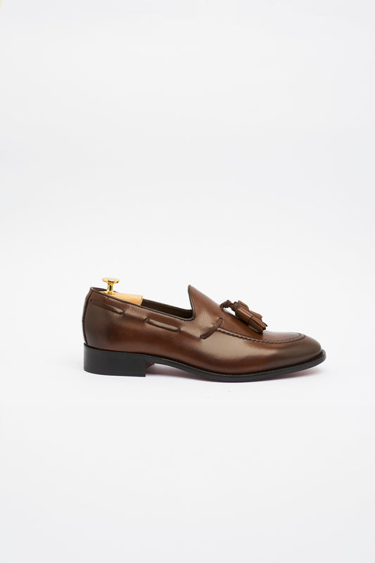 Mocassino in Pelle Marrone con Nappine