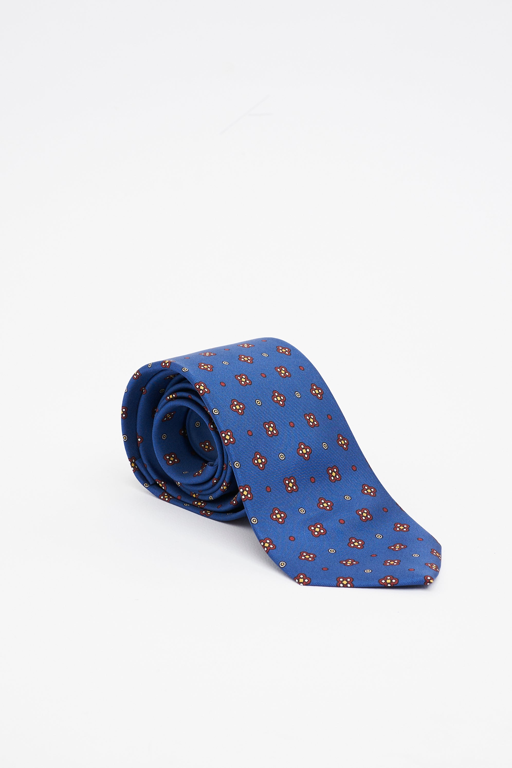 Cravatta in Seta Blu con Motivo Alternato