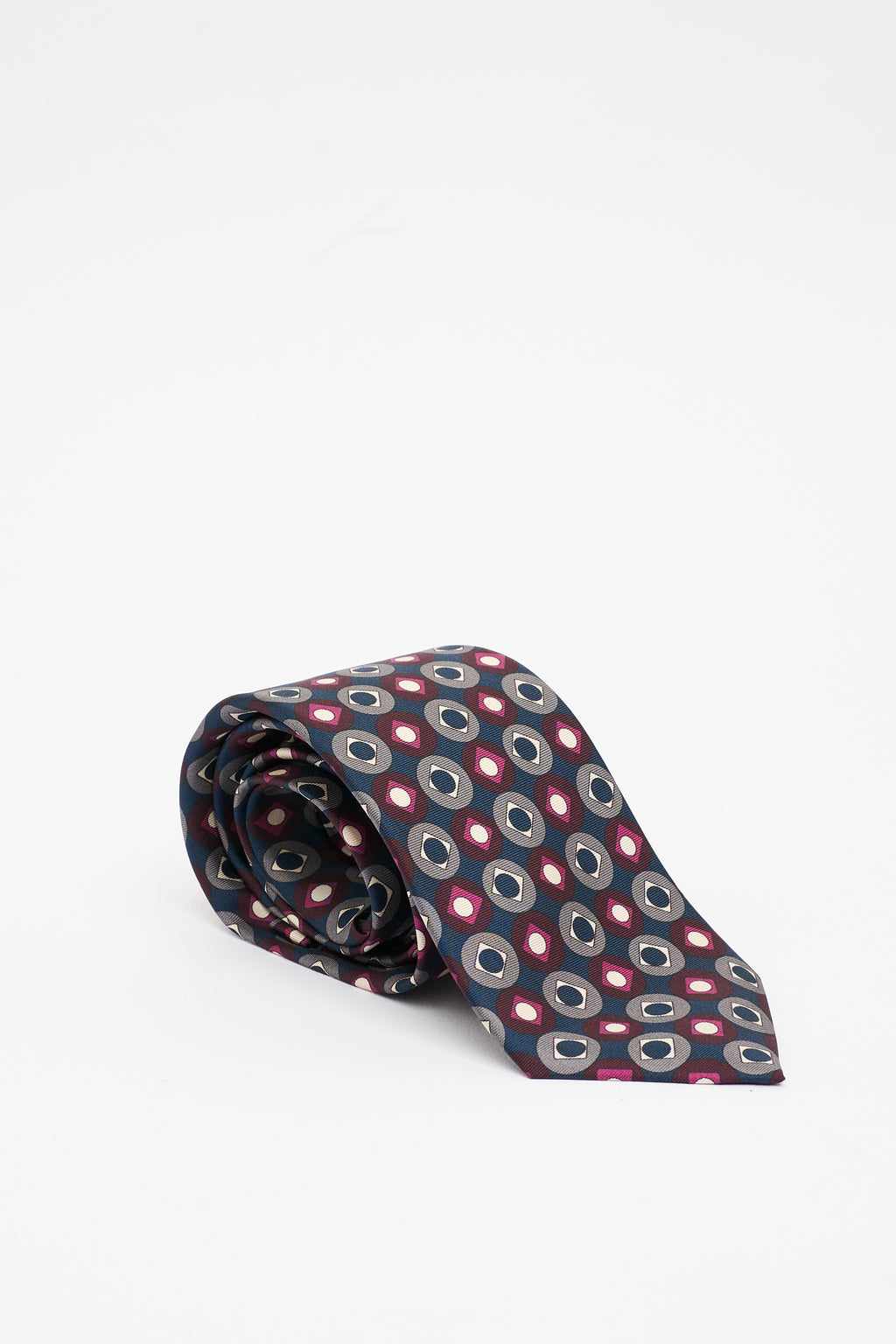 Cravatta in Seta con Motivo Geometrico Vintage