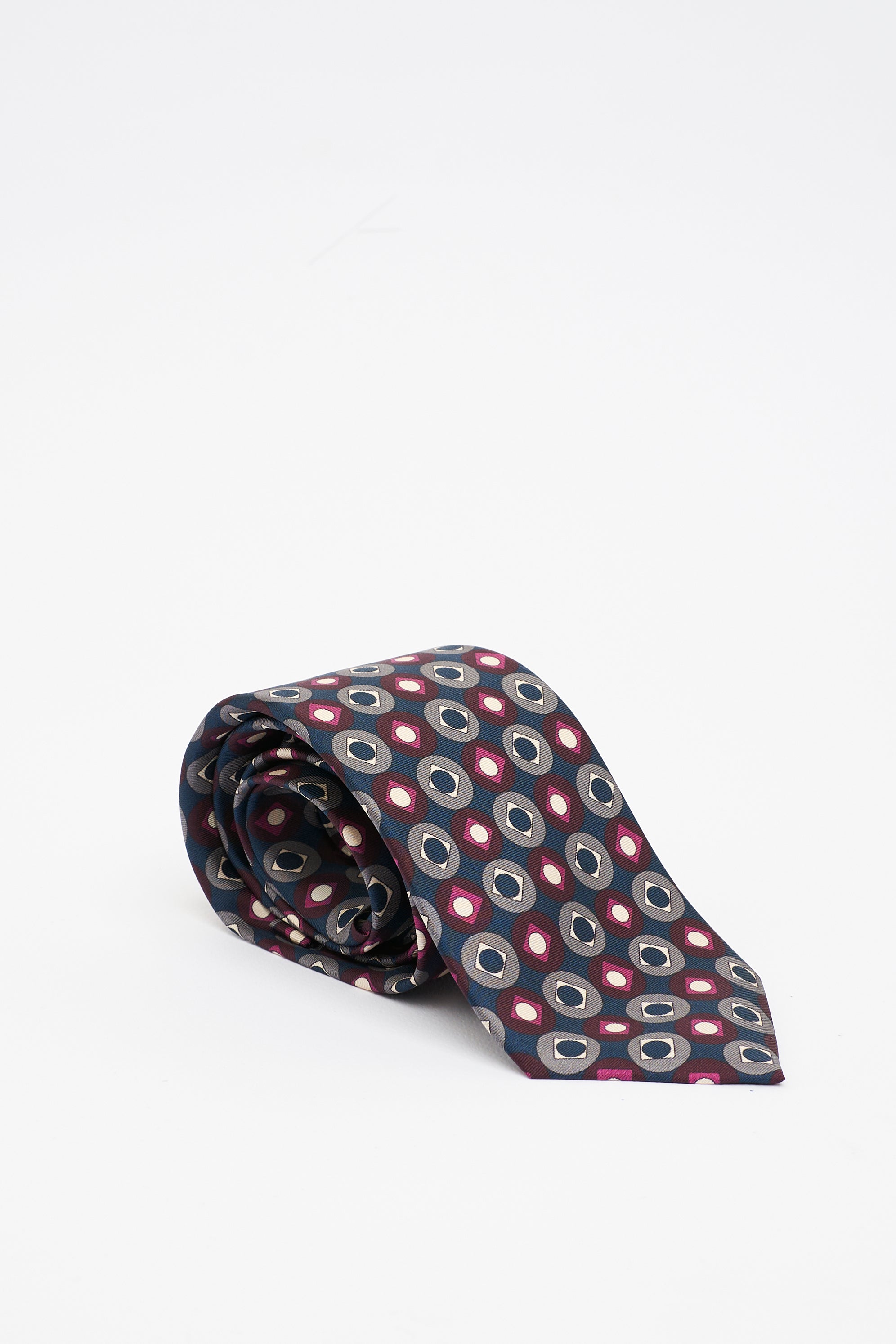 Cravatta in Seta con Motivo Geometrico Vintage