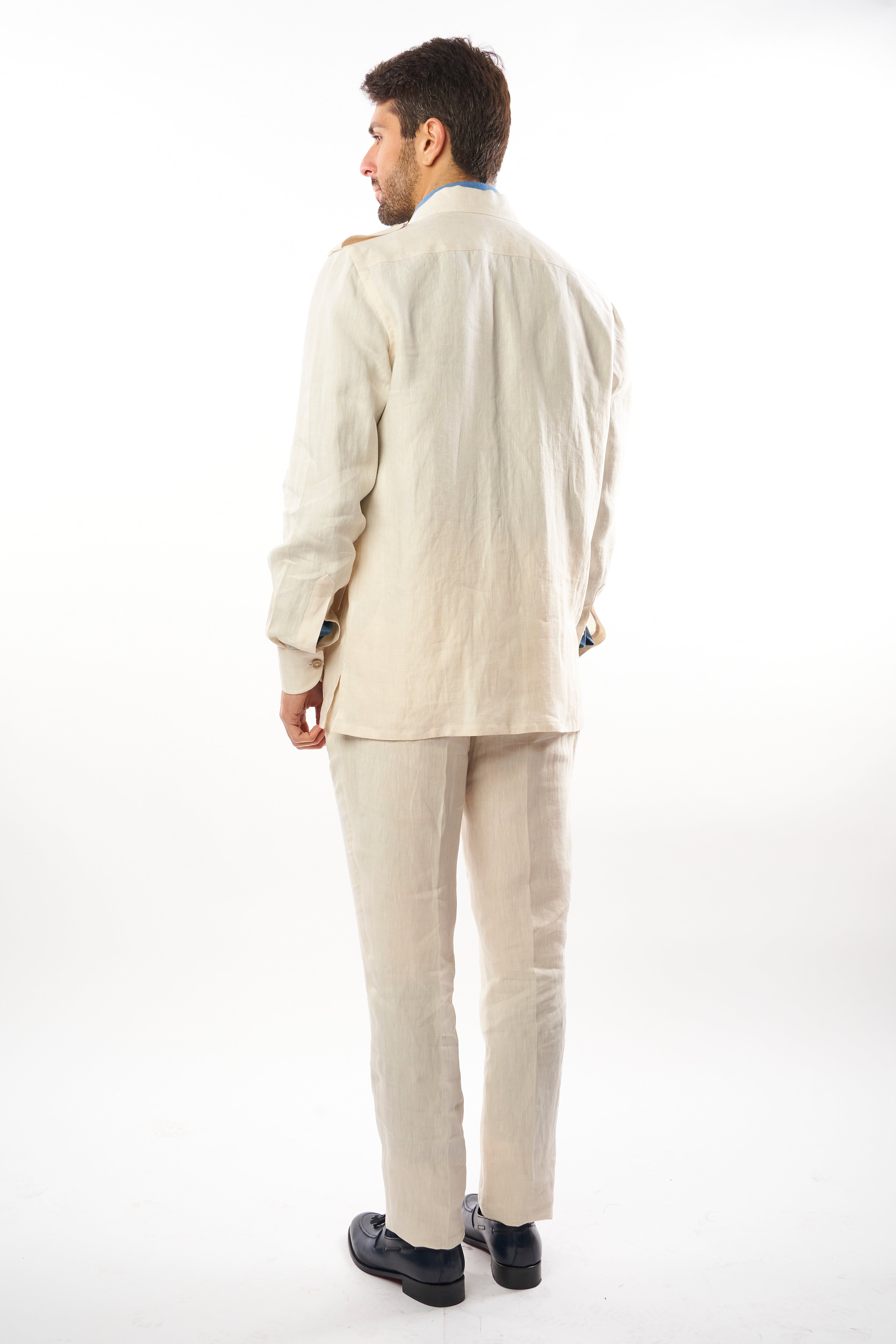 Abito Safari in Lino - Bianco Avorio