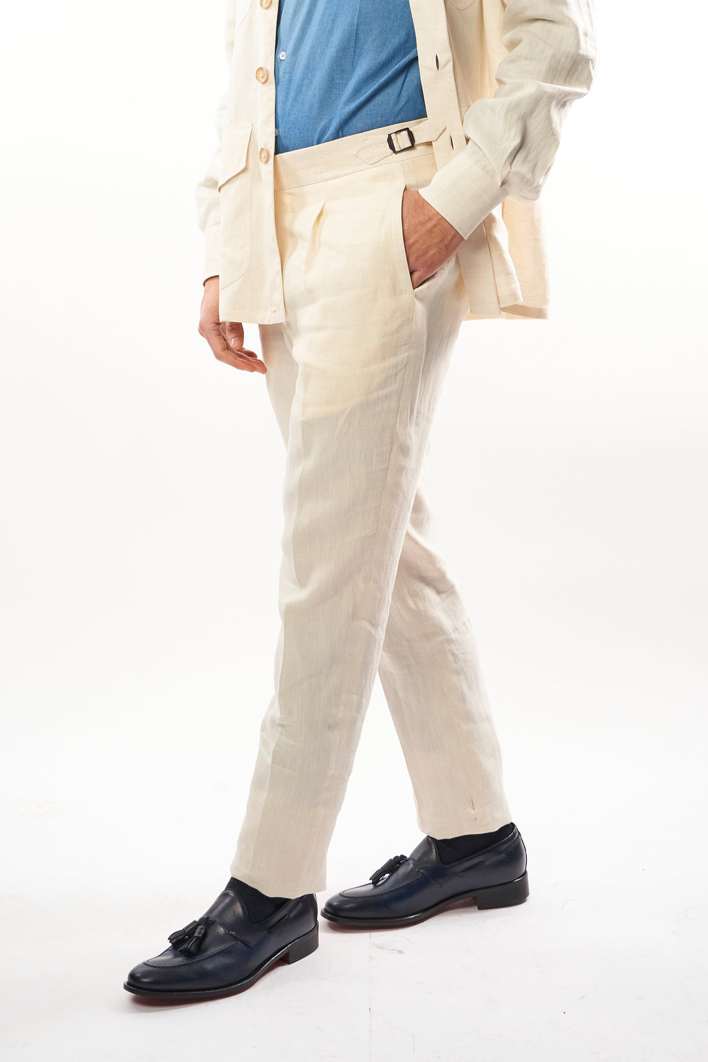 Abito Safari in Lino - Bianco Avorio