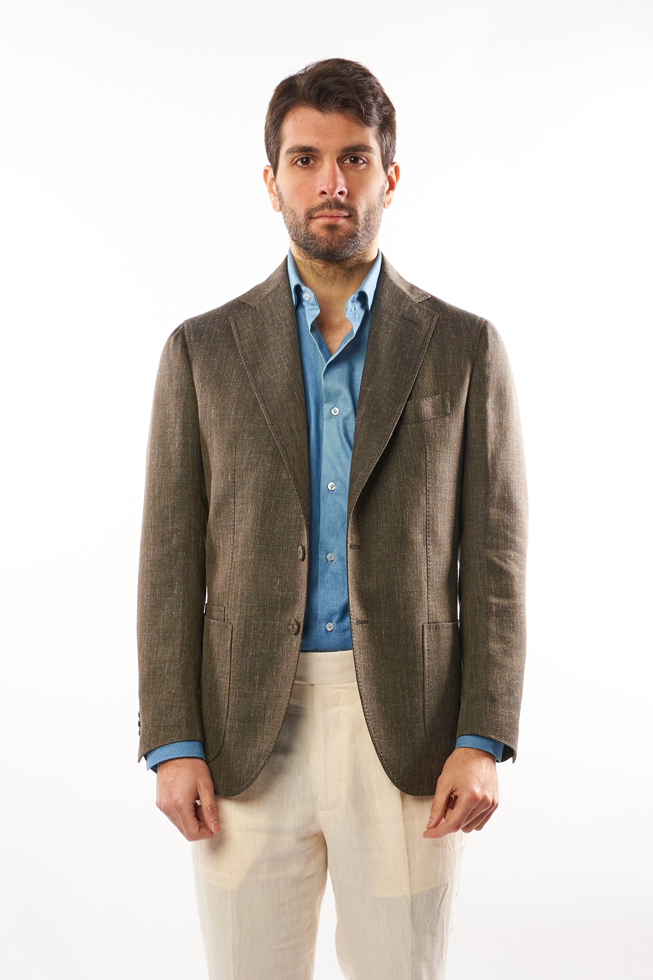 Giacca Nisida in Lino - Verde Oliva